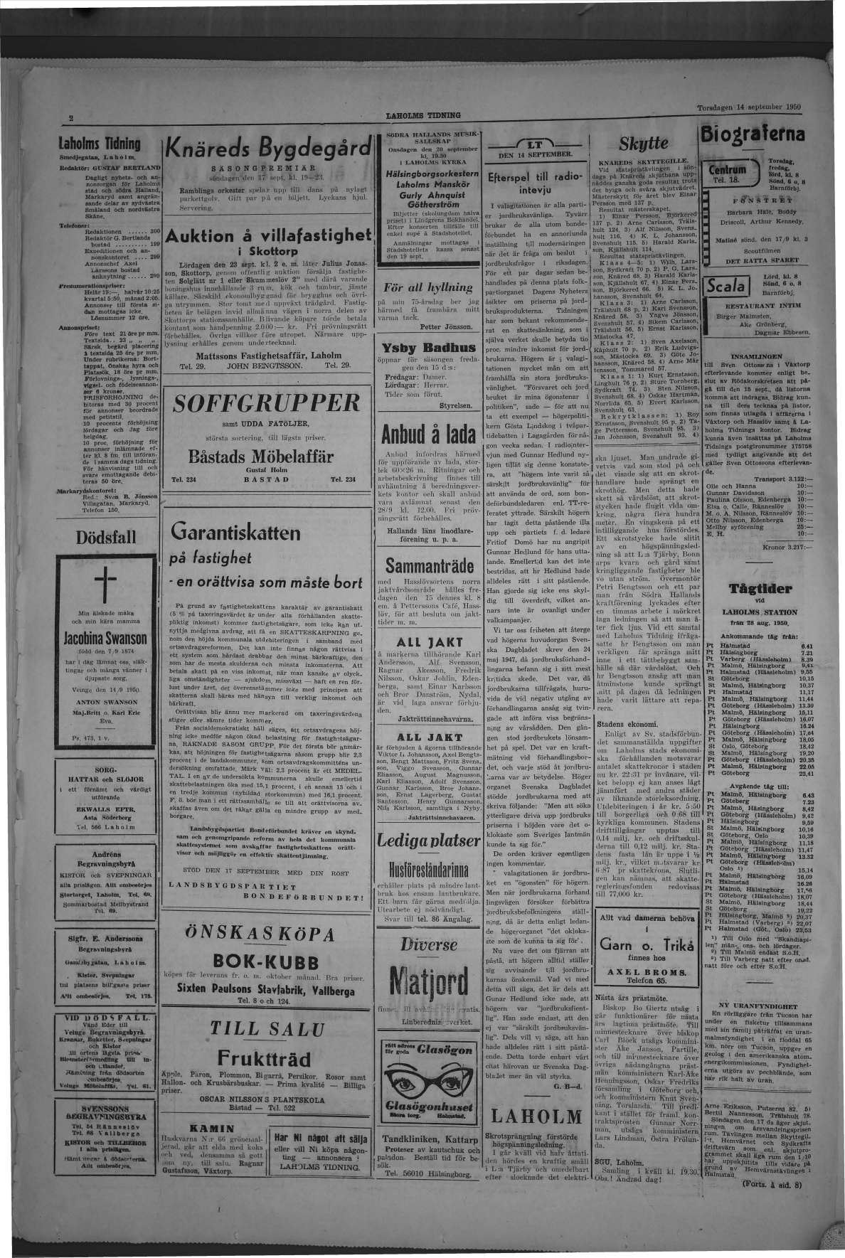 Laholms Tidning Torsdag 14 september 1950, sida 2