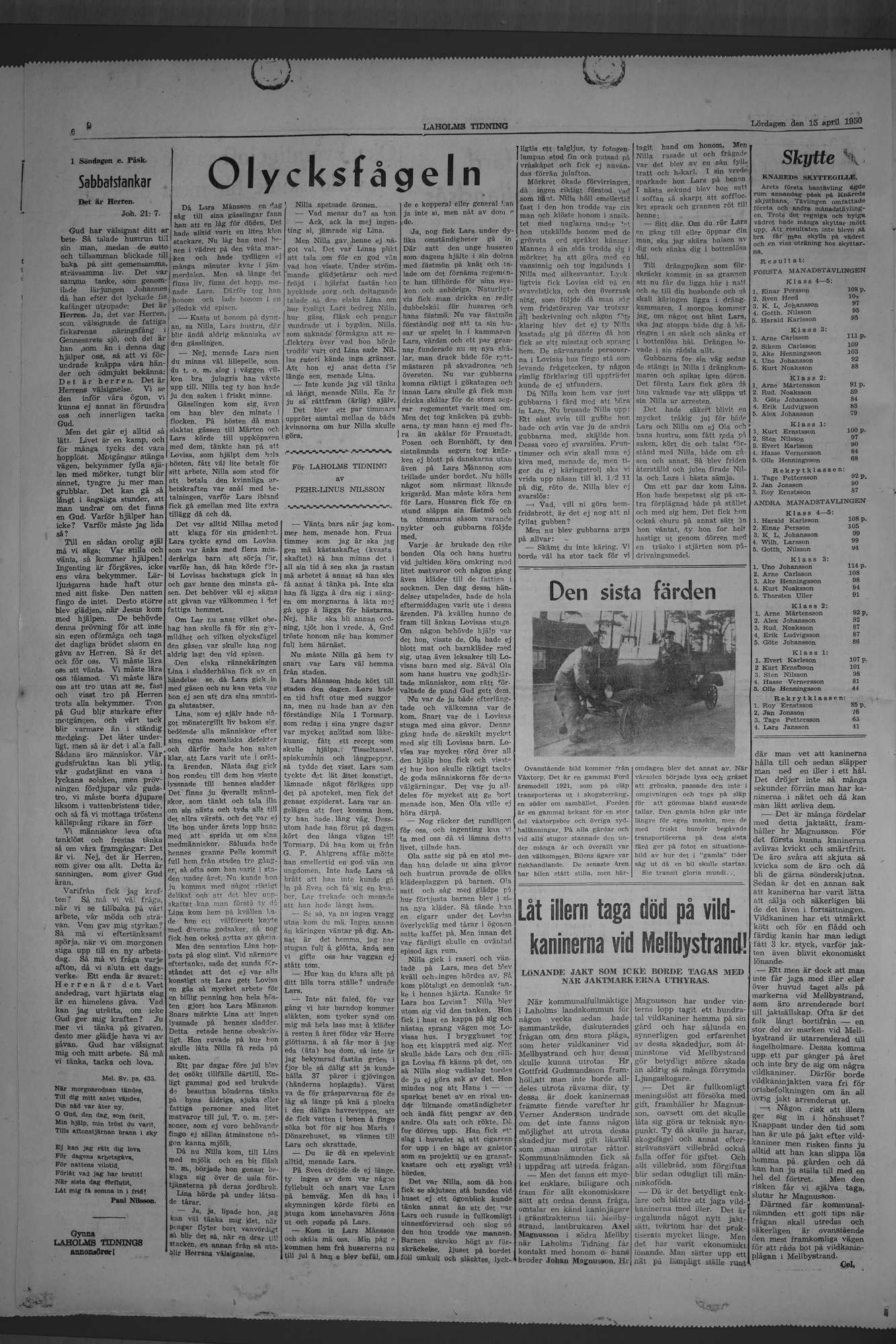 Laholms Tidning Lördag 15 april 1950, sida 6