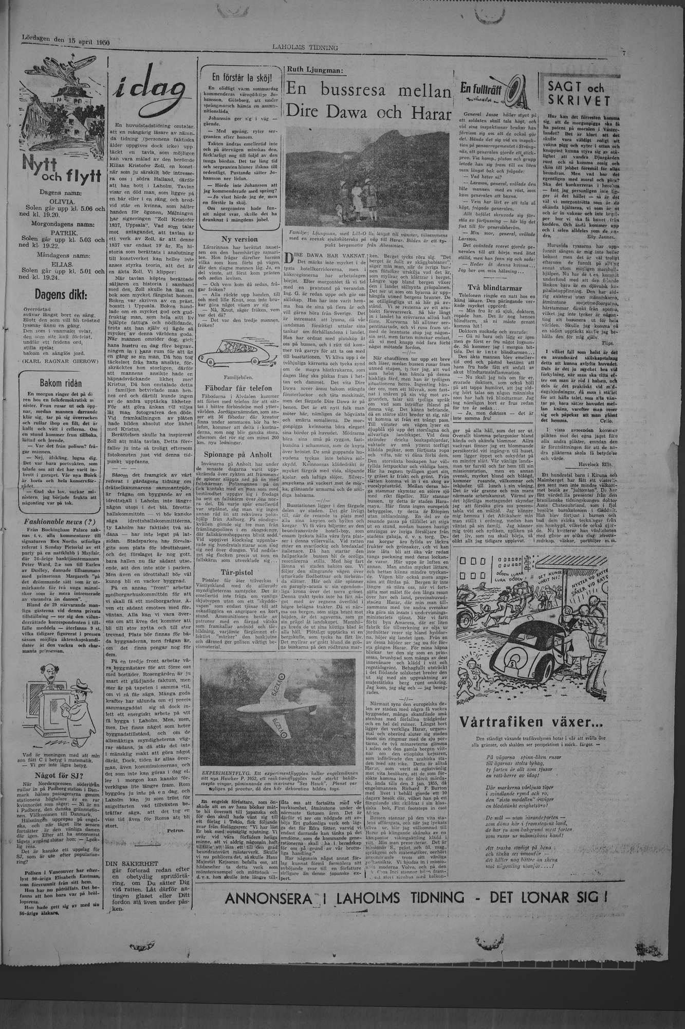 Laholms Tidning Lördag 15 april 1950, sida 7