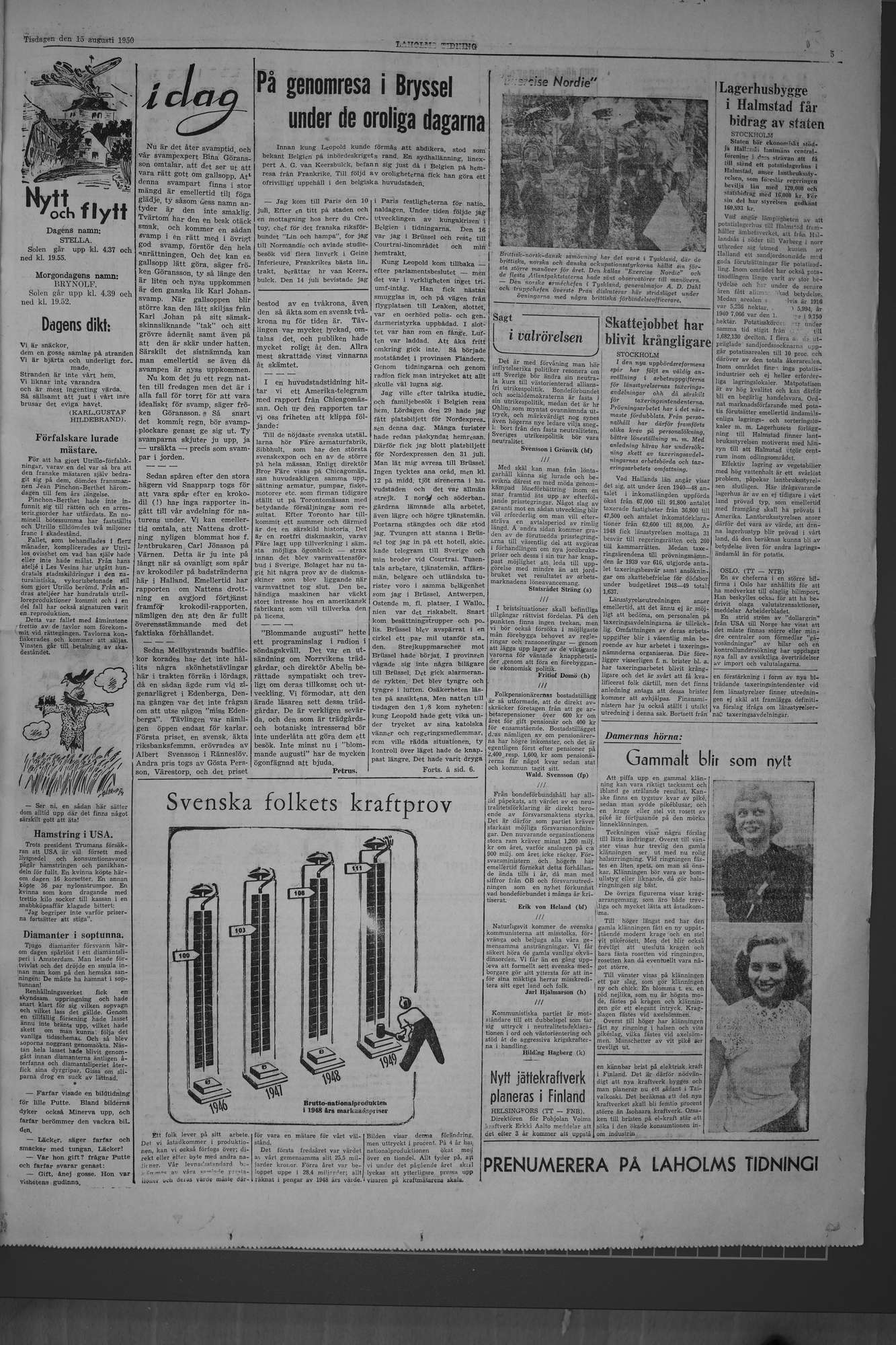 Laholms Tidning Tisdag 15 augusti 1950, sida 5