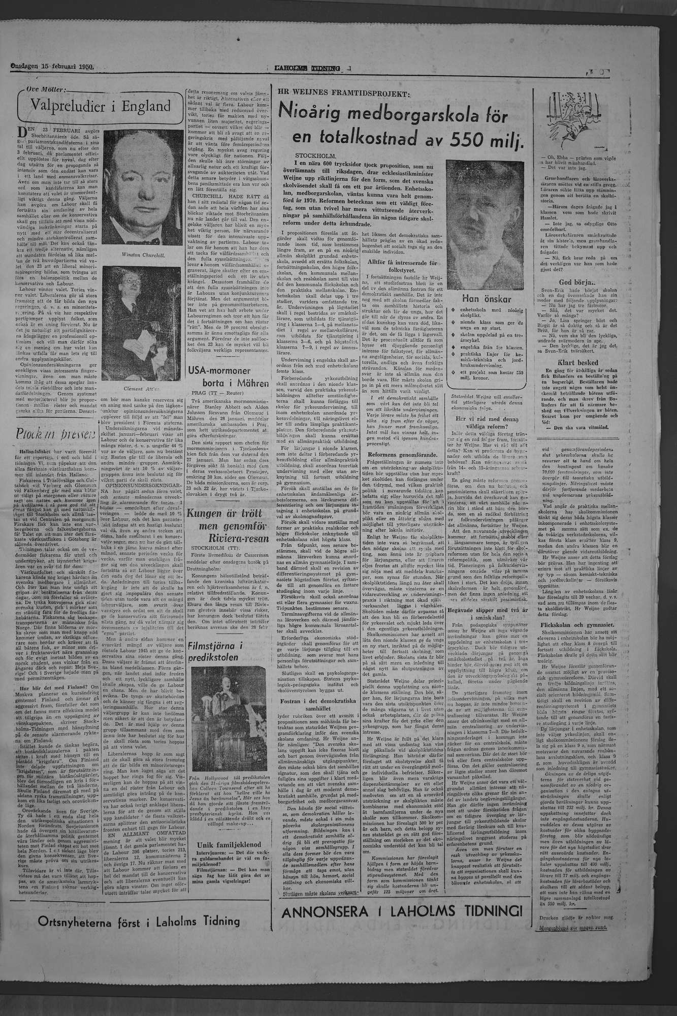 Laholms Tidning Onsdag 15 februari 1950, sida 5
