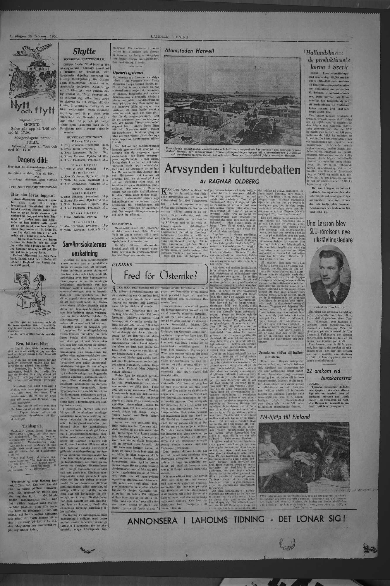 Laholms Tidning Onsdag 15 februari 1950, sida 7