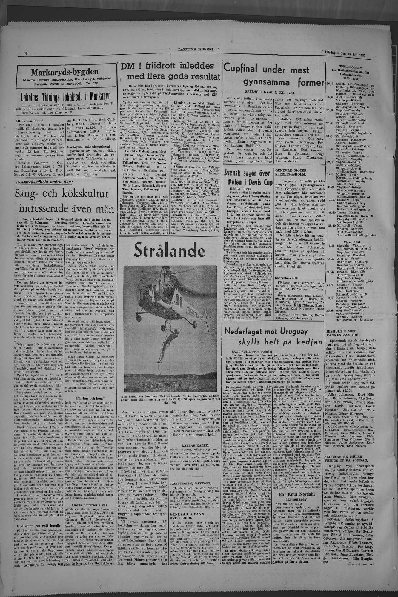Laholms Tidning Lördag 15 juli 1950, sida 4