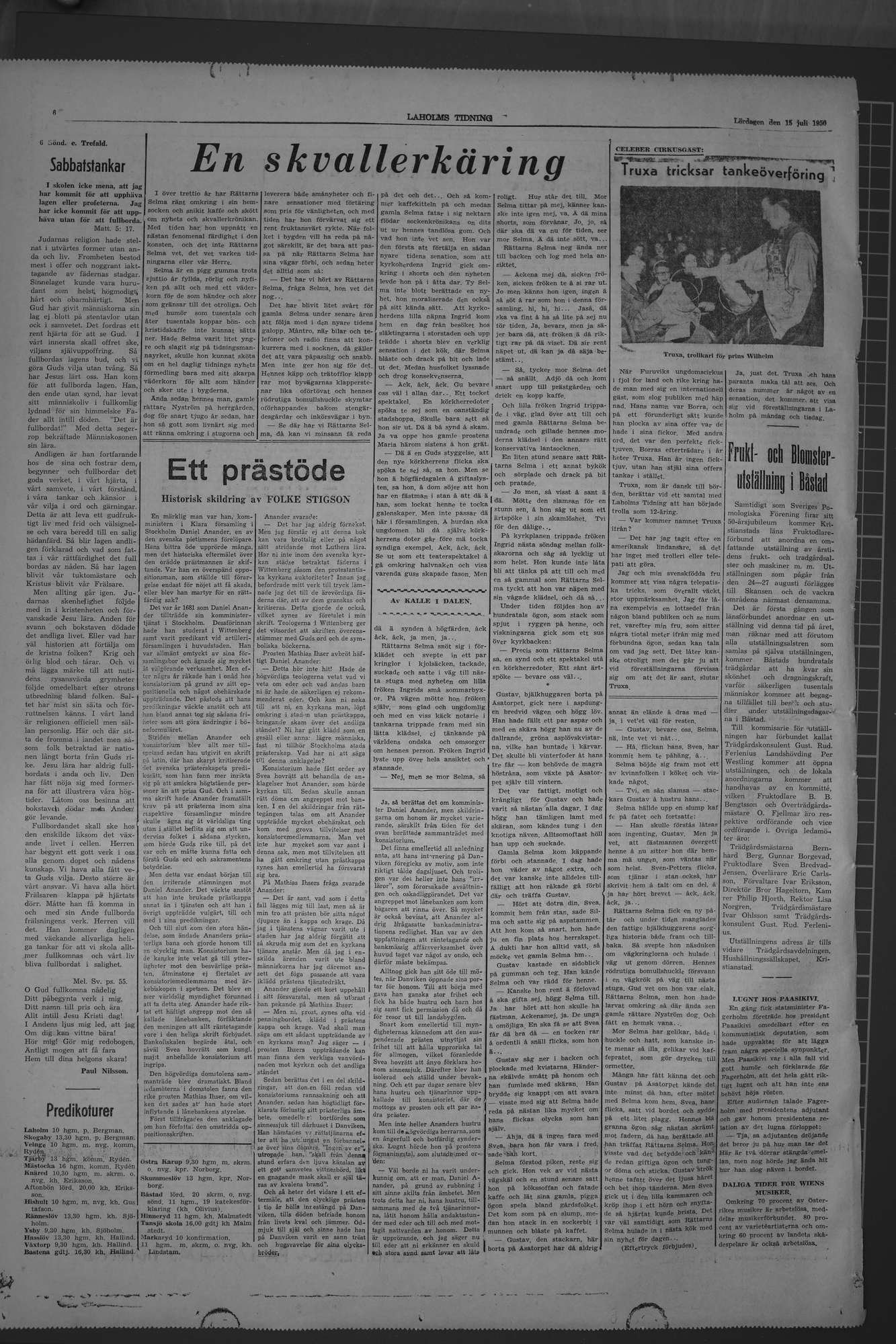 Laholms Tidning Lördag 15 juli 1950, sida 6