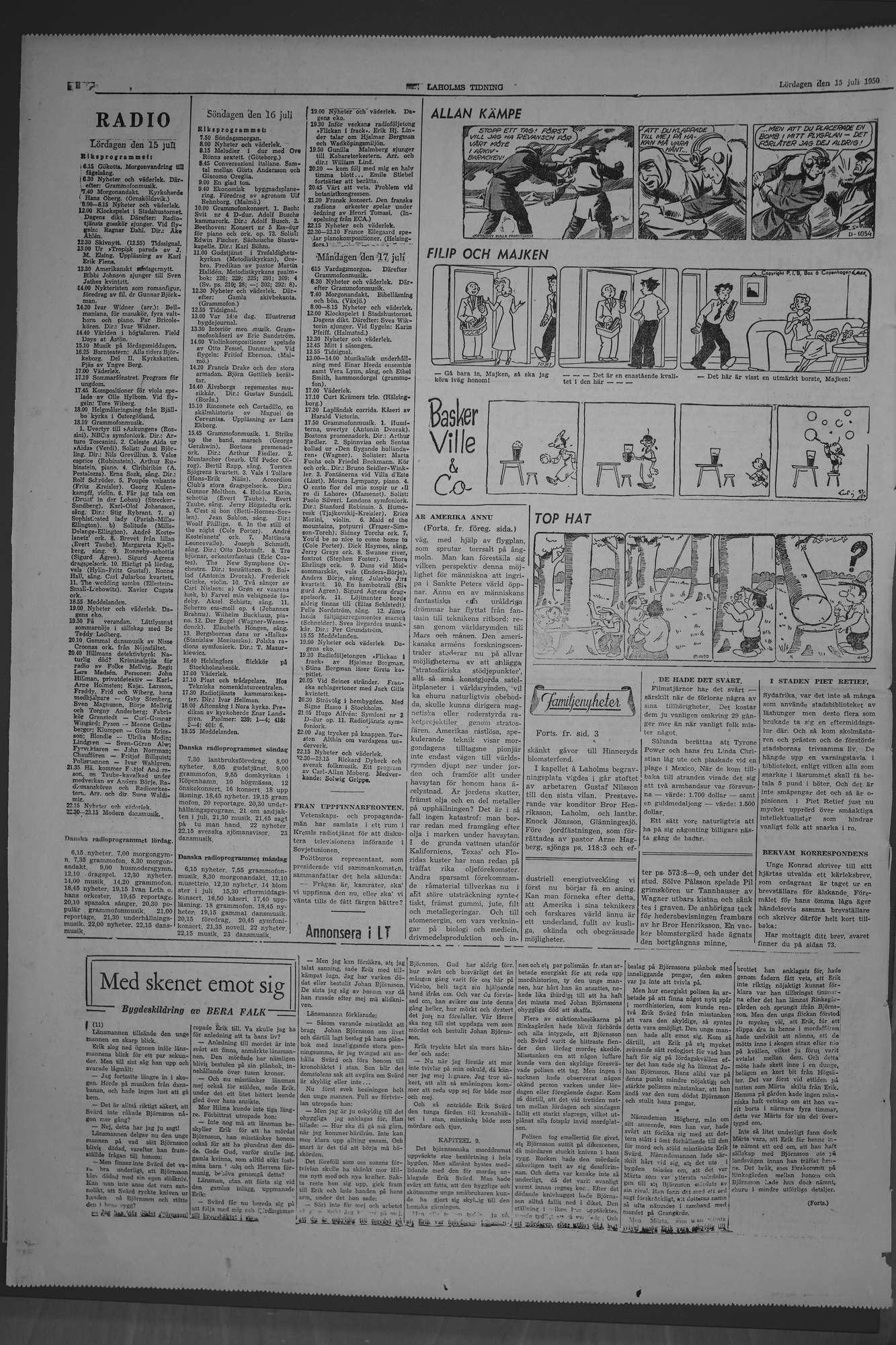 Laholms Tidning Lördag 15 juli 1950, sida 8