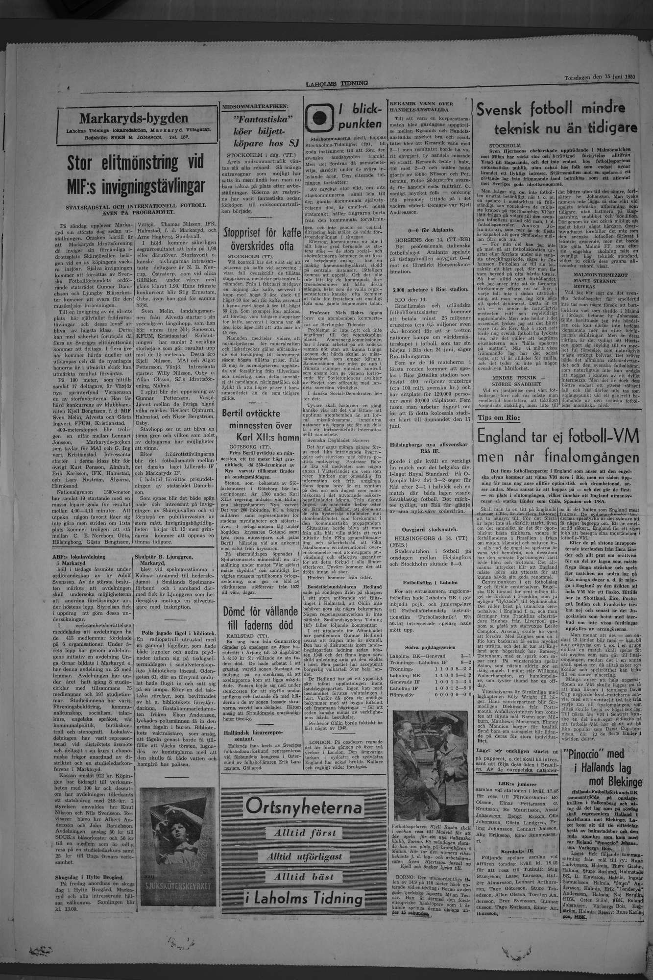 Laholms Tidning Torsdag 15 juni 1950, sida 4