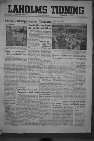 Förstasidan, Måndag 15 maj 1950