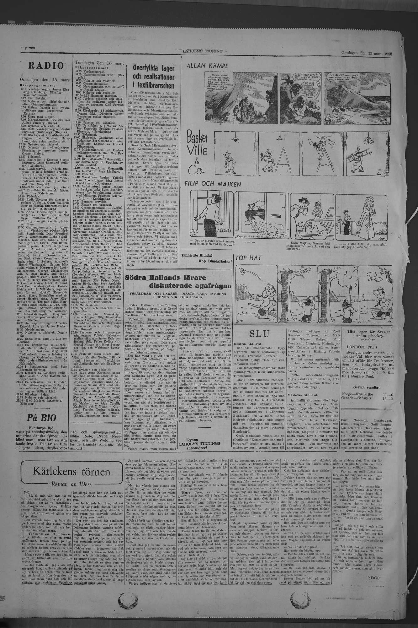 Laholms Tidning Onsdag 15 mars 1950, sida 6