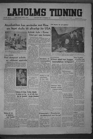 Förstasidan, Onsdag 15 november 1950