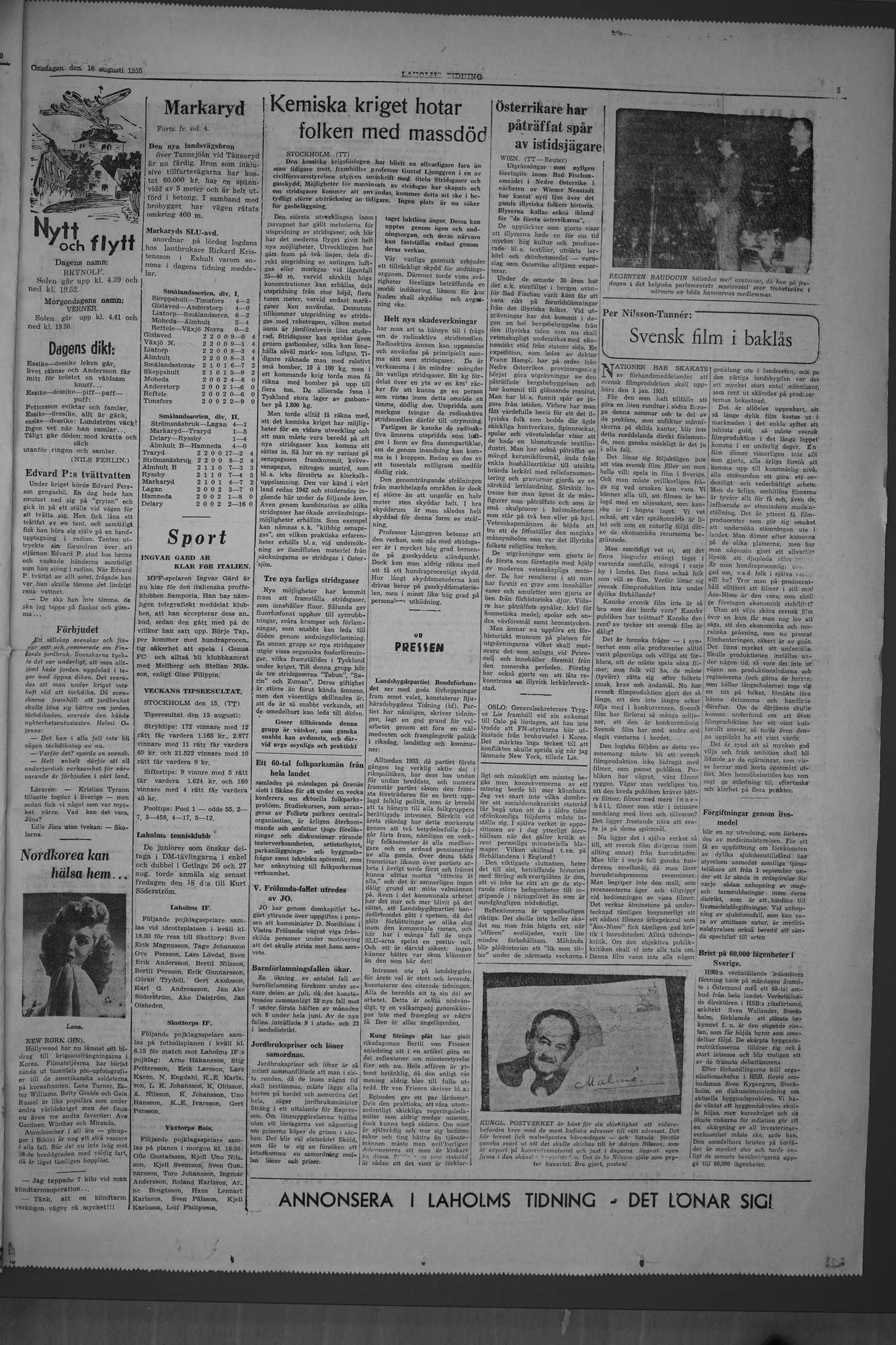 Laholms Tidning Onsdag 16 augusti 1950, sida 5