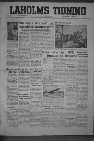 Förstasidan, Lördag 16 december 1950
