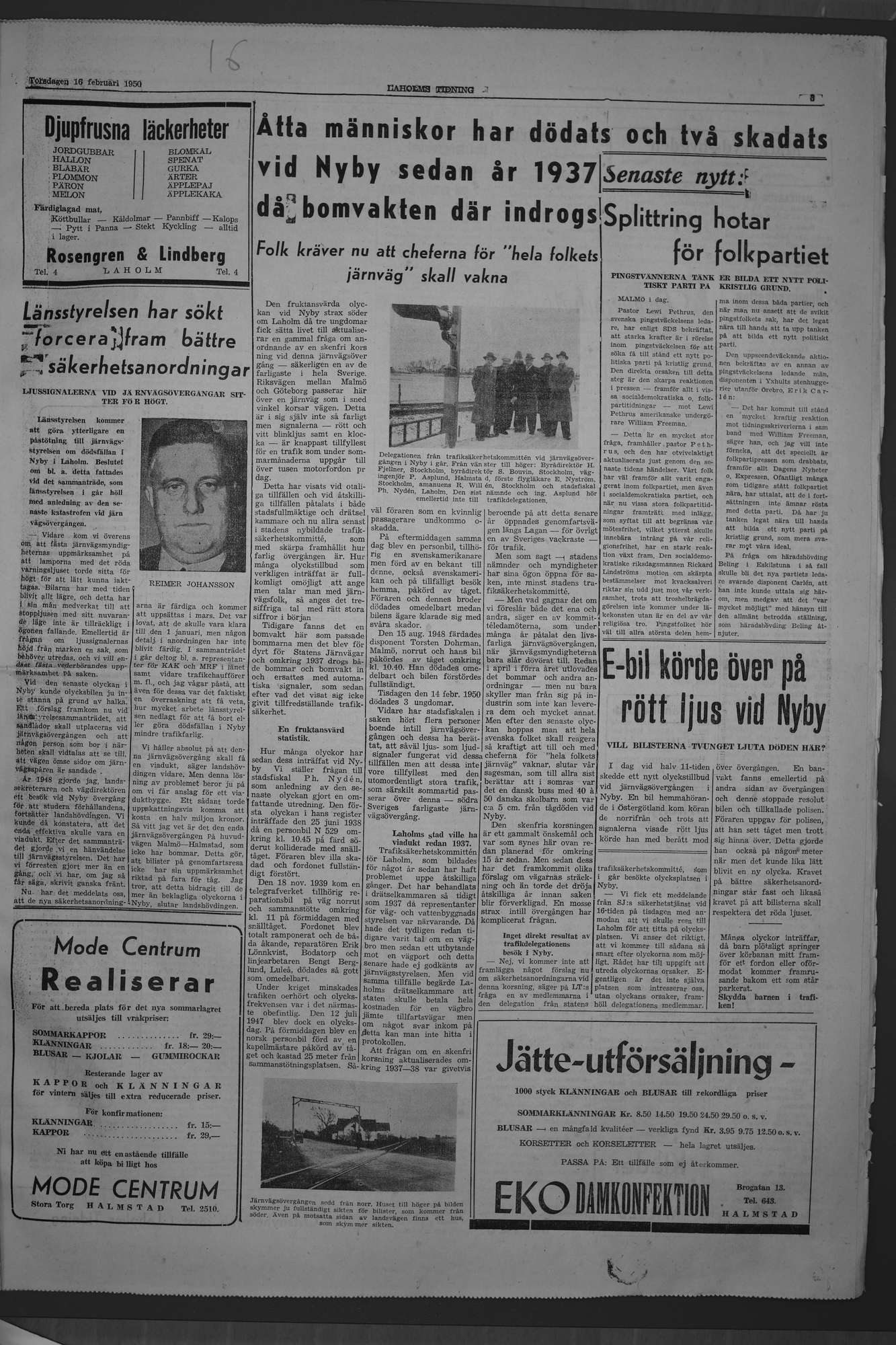 Laholms Tidning Torsdag 16 februari 1950, sida 3