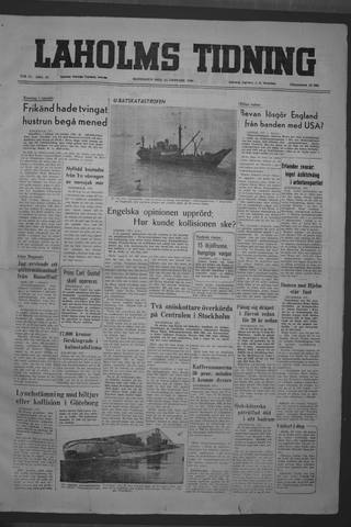 Förstasidan, Måndag 16 januari 1950