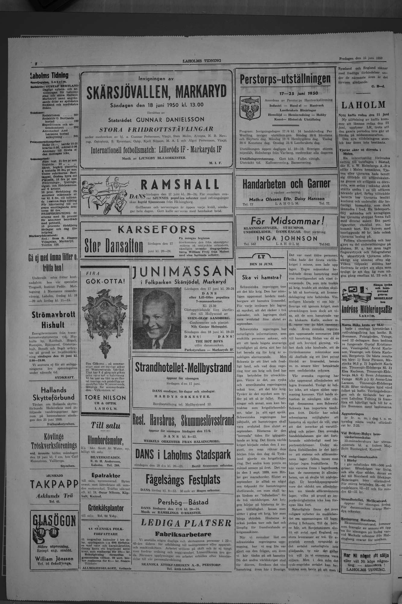 Laholms Tidning Fredag 16 juni 1950, sida 2