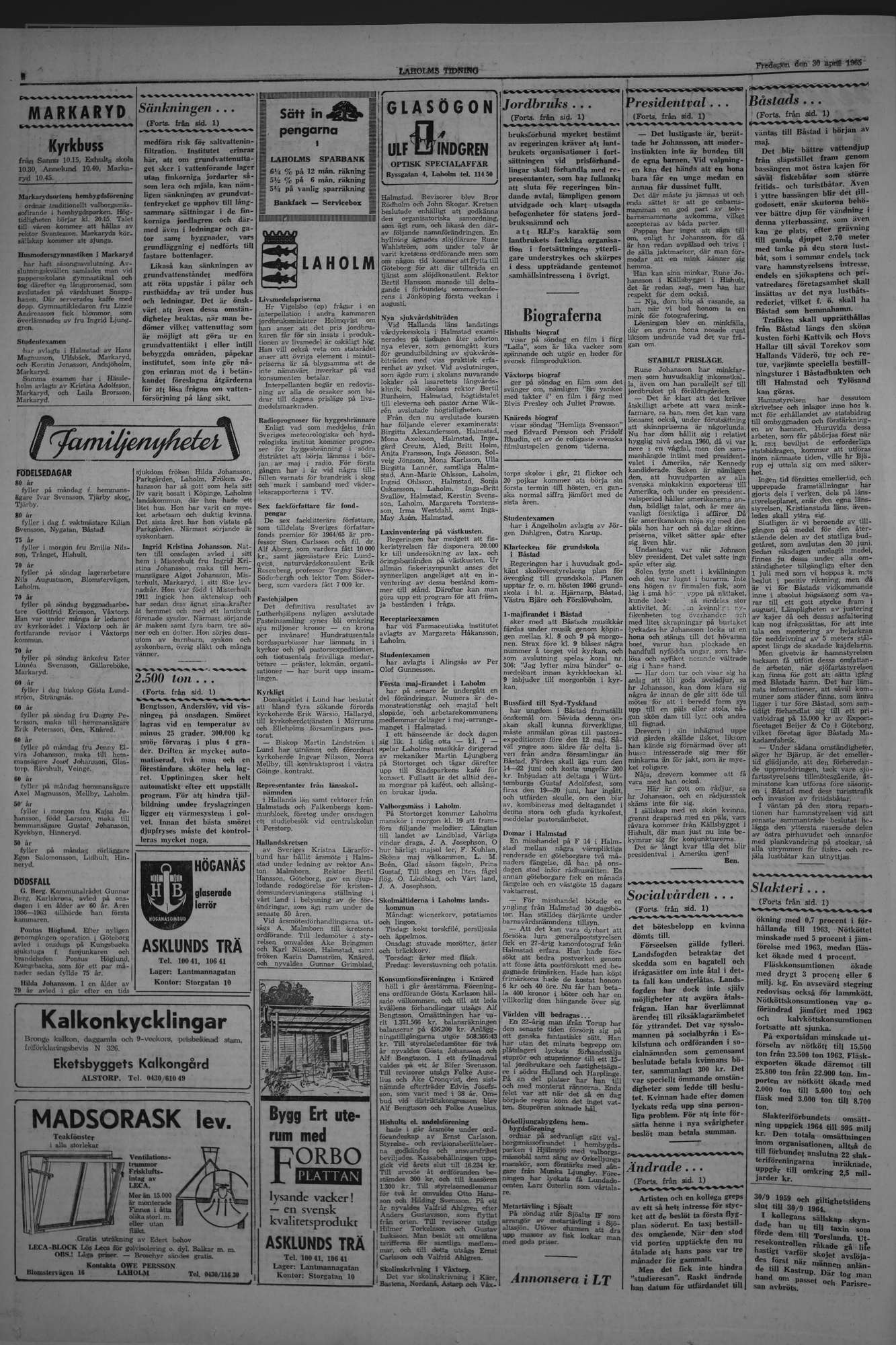 Laholms Tidning Fredag 30 april 1965, sida 6