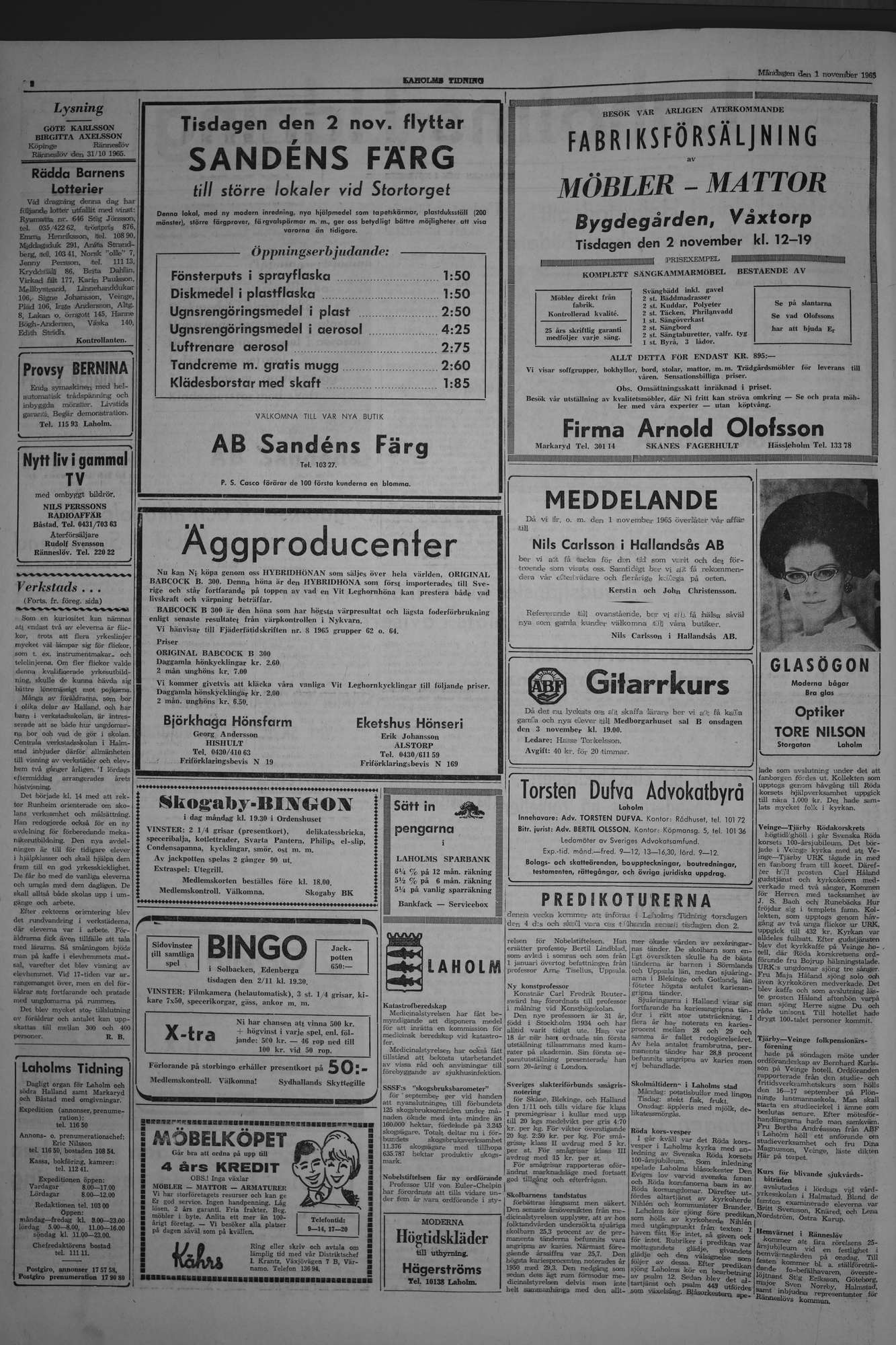Laholms Tidning Måndag 1 november 1965, sida 2