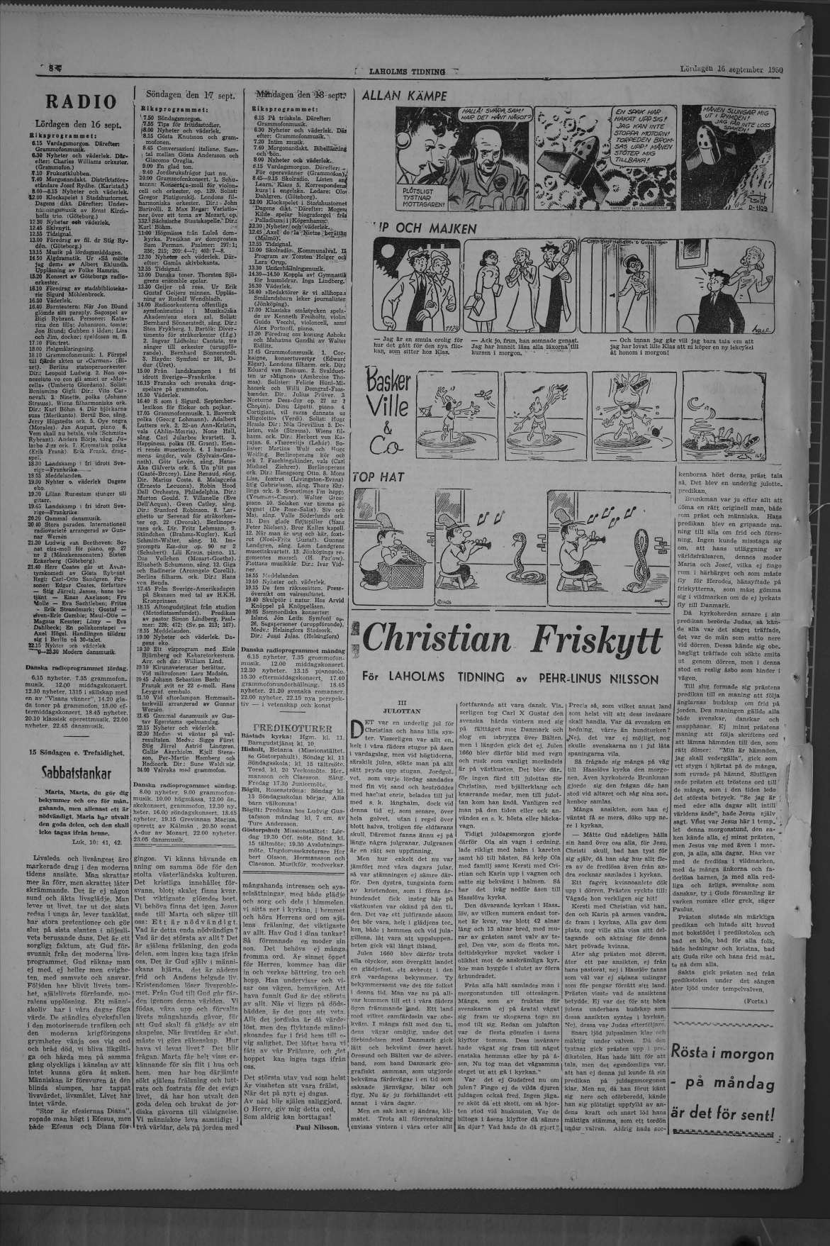 Laholms Tidning Lördag 16 september 1950, sida 8
