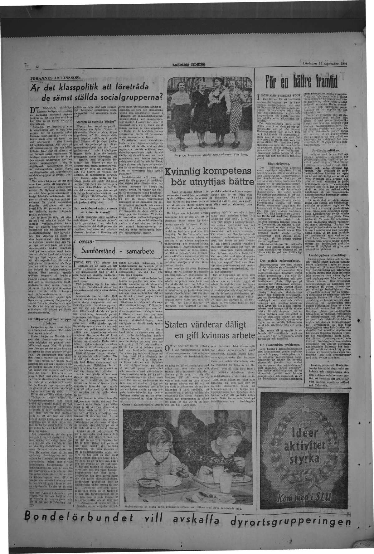 Laholms Tidning Lördag 16 september 1950, sida 12