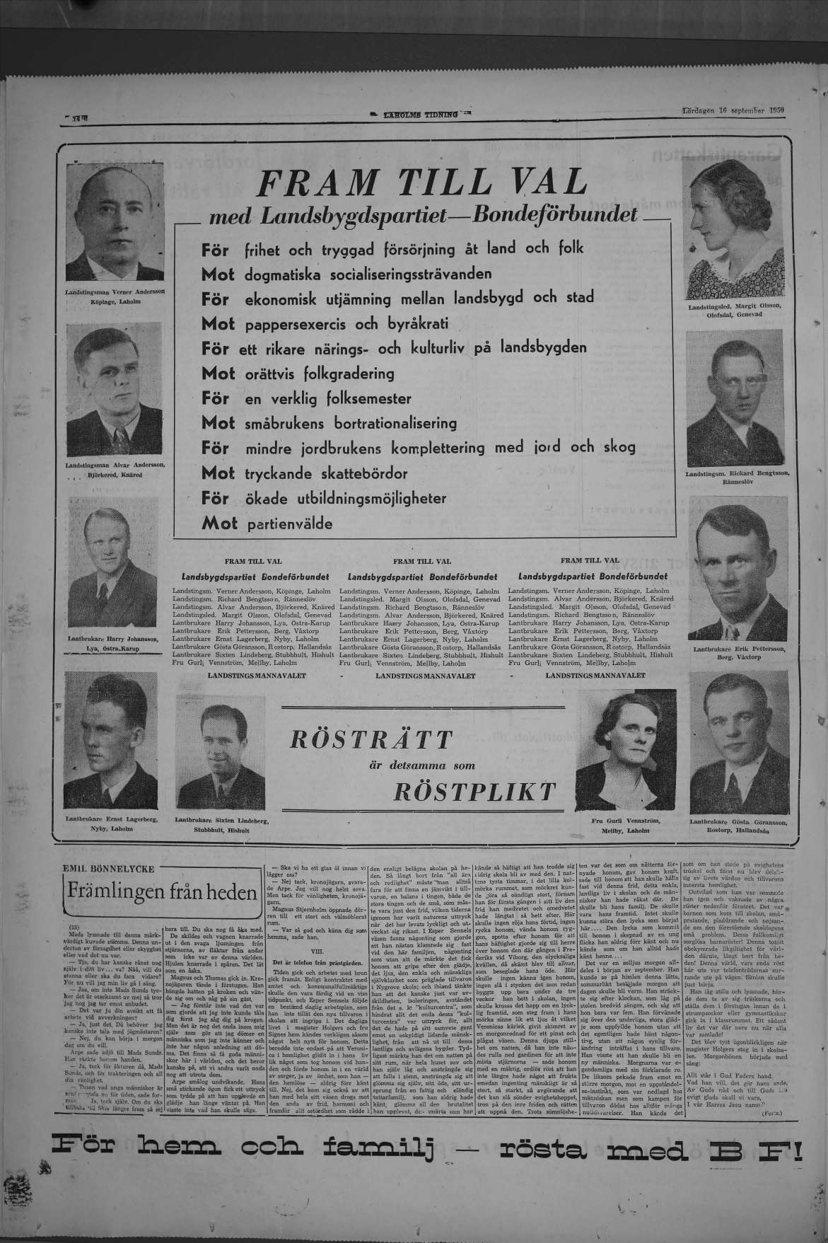 Laholms Tidning Lördag 16 september 1950, sida 14