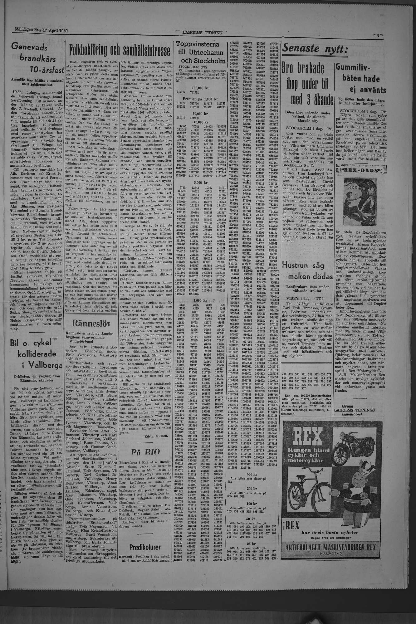Laholms Tidning Måndag 17 april 1950, sida 3