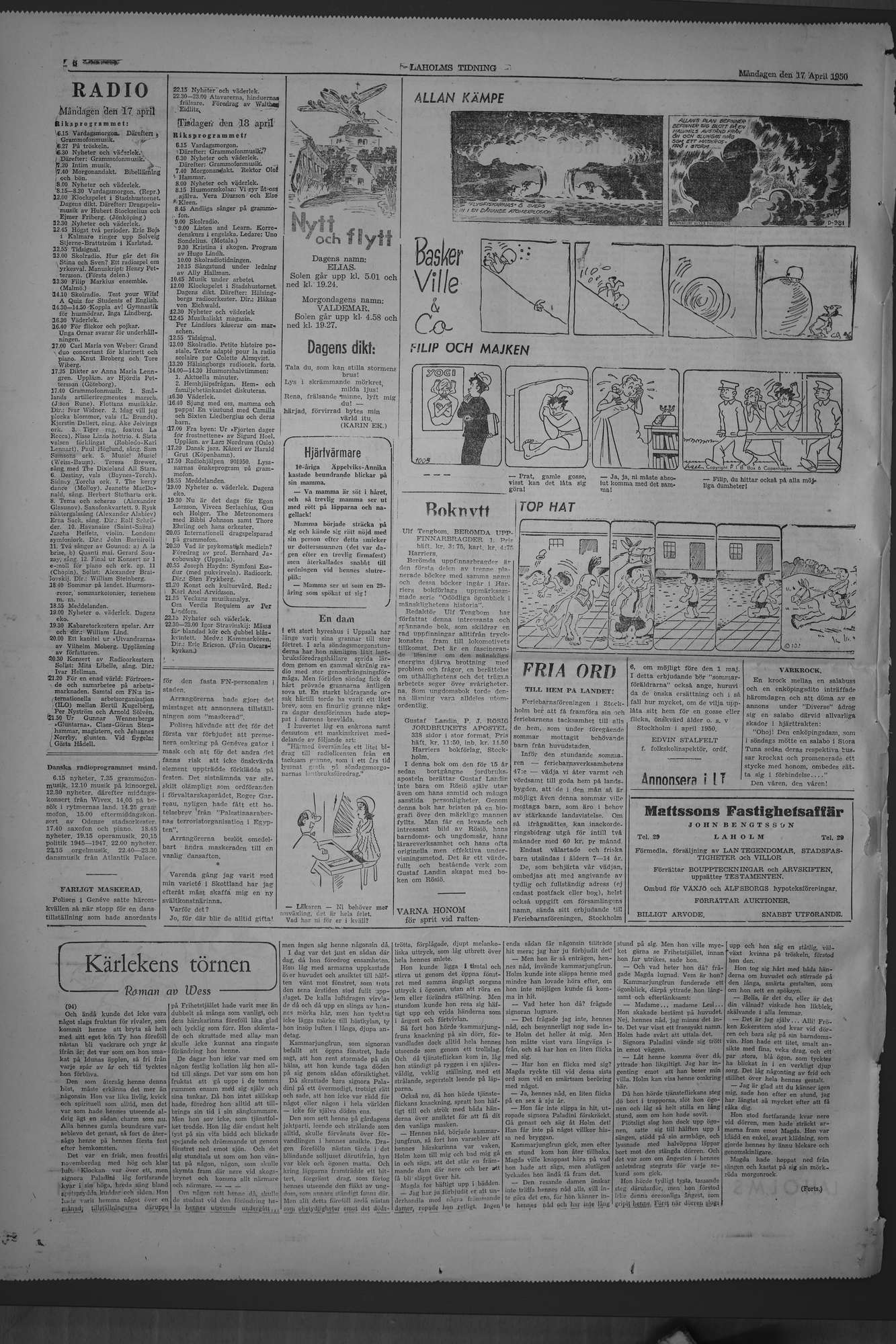 Laholms Tidning Måndag 17 april 1950, sida 6