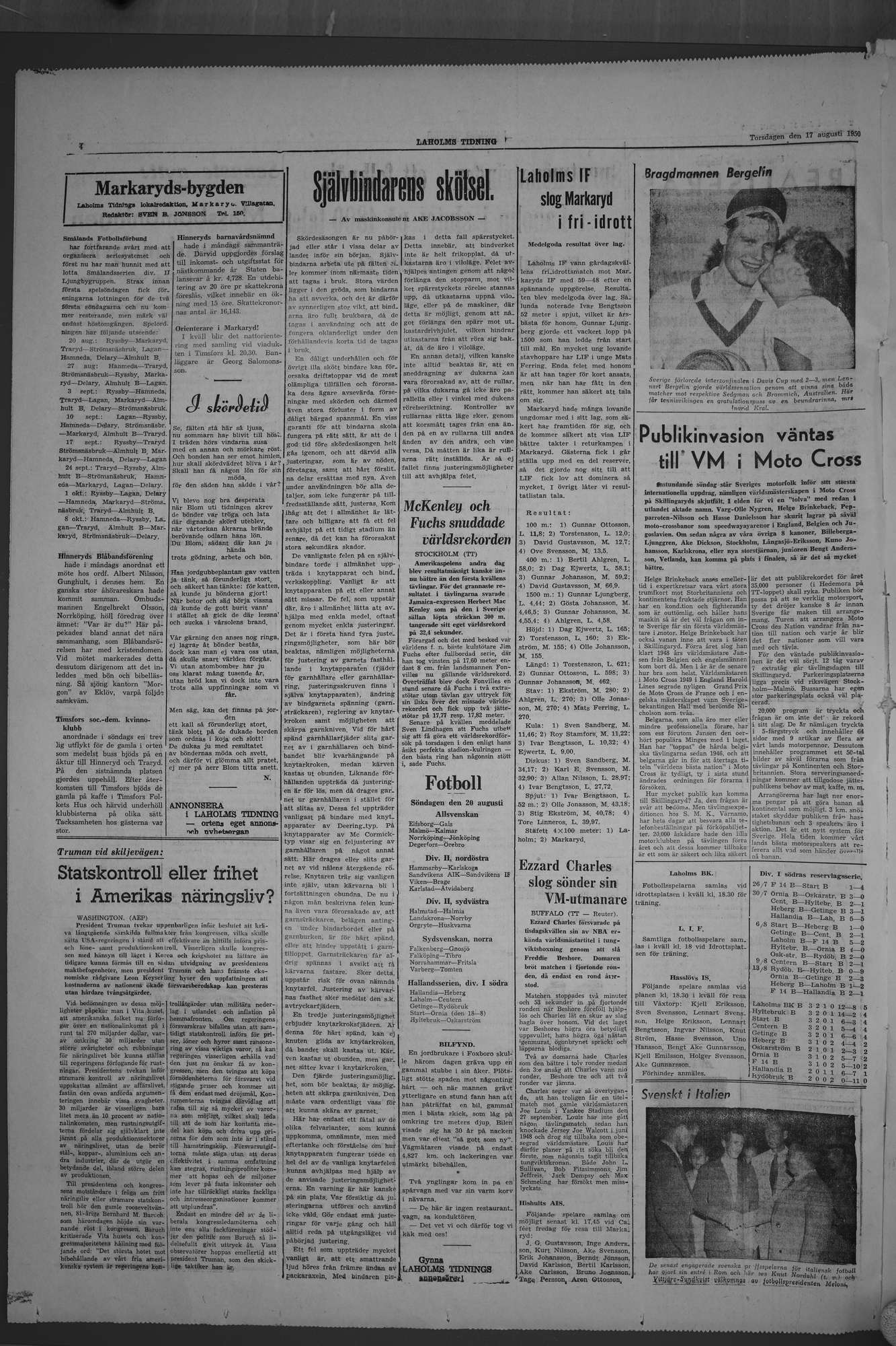 Laholms Tidning Torsdag 17 augusti 1950, sida 4