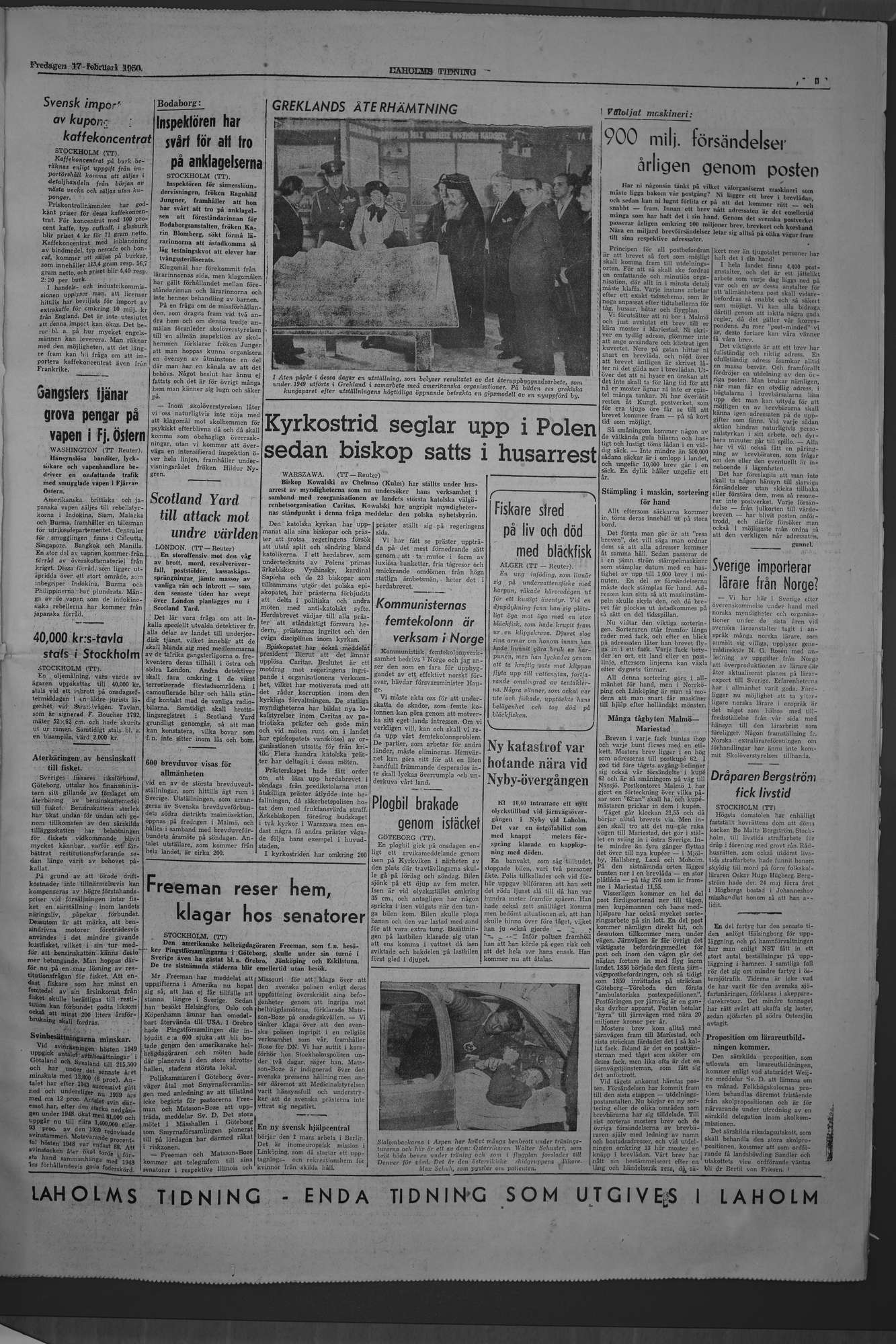 Laholms Tidning Fredag 17 februari 1950, sida 5