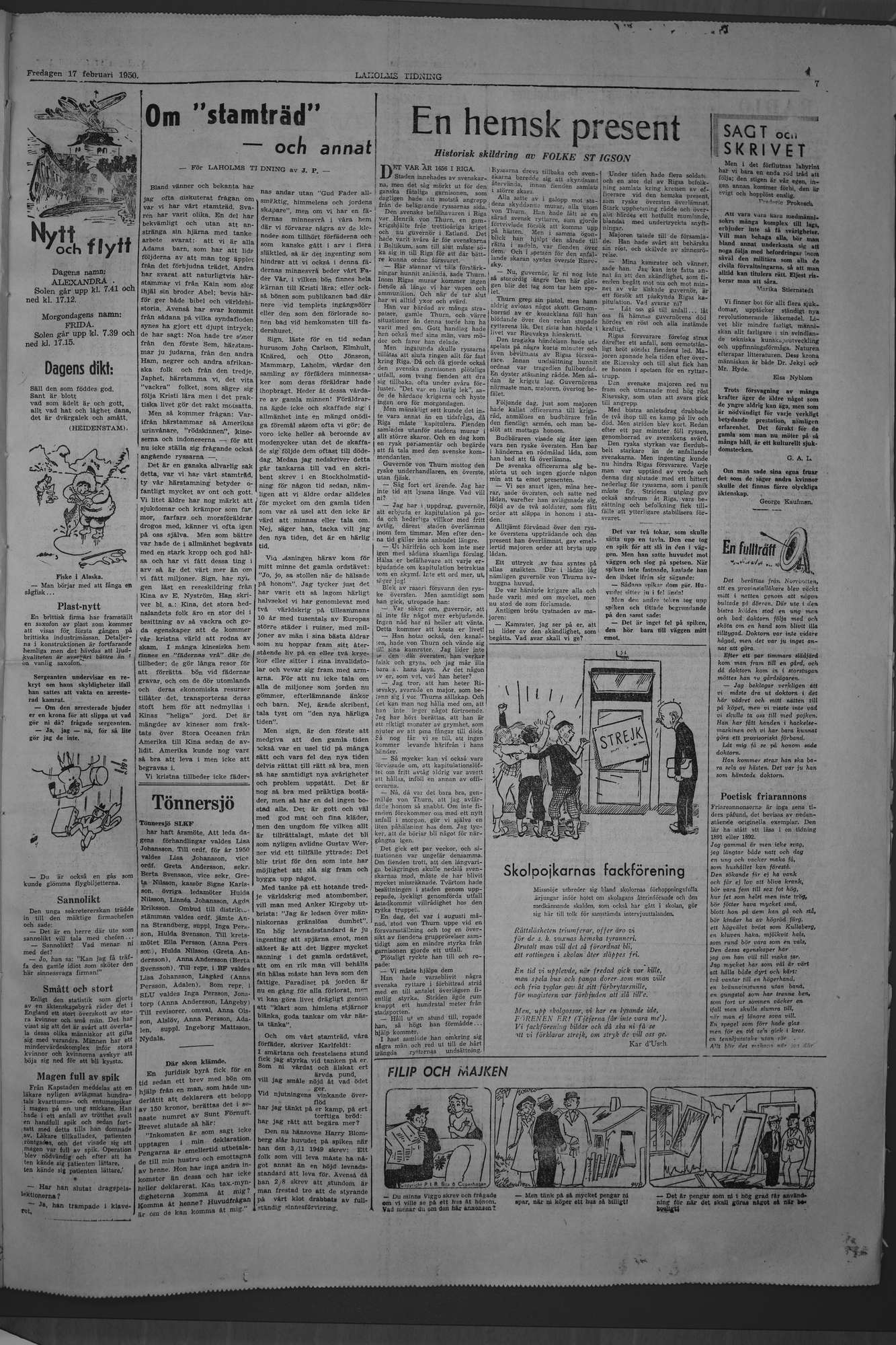 Laholms Tidning Fredag 17 februari 1950, sida 7