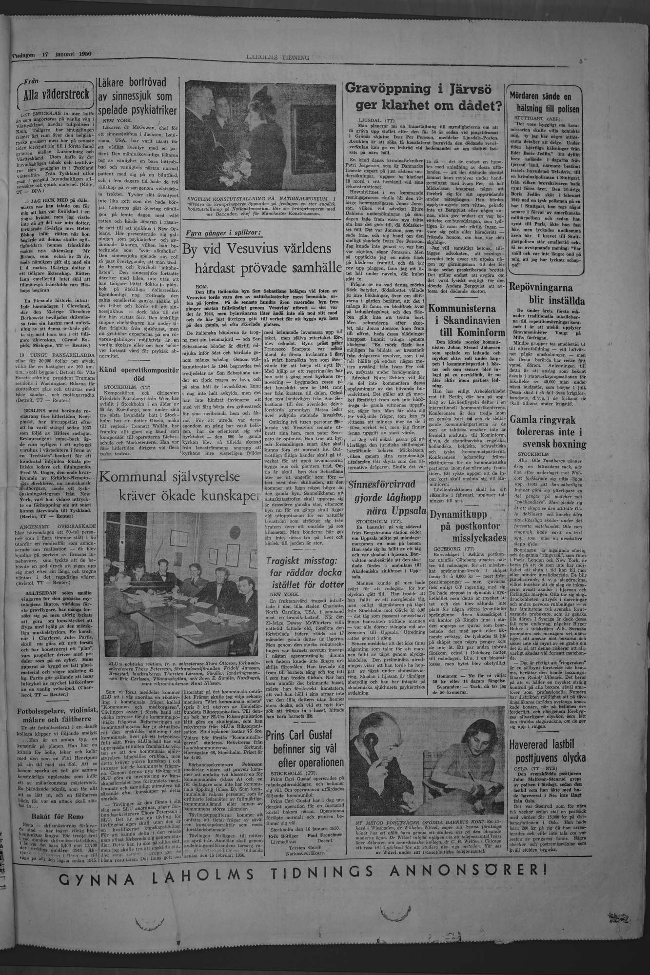 Laholms Tidning Tisdag 17 januari 1950, sida 5