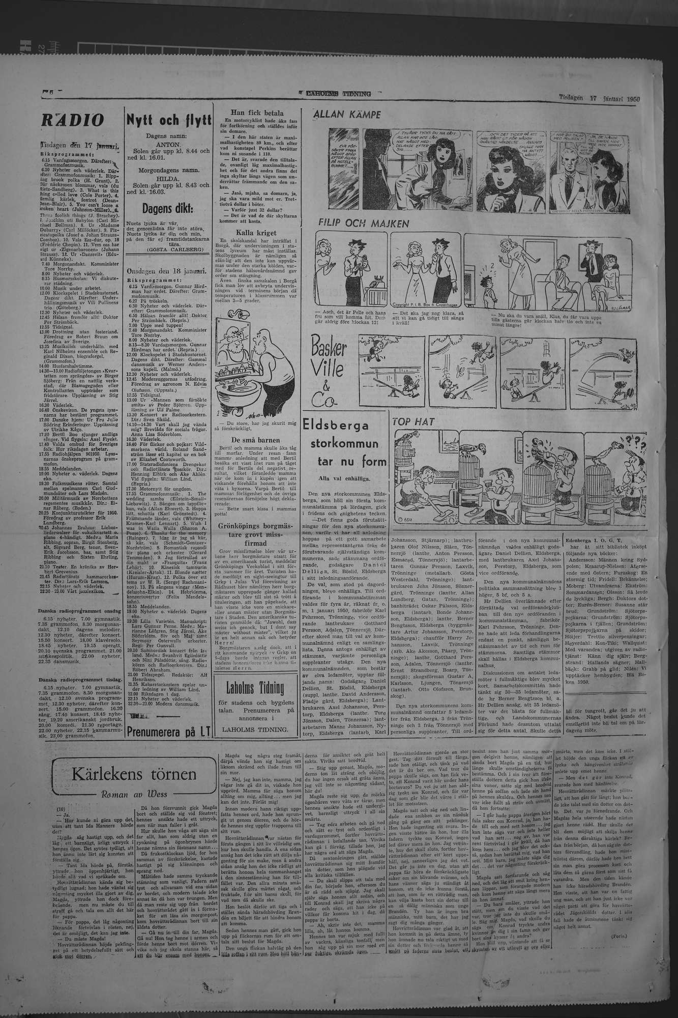 Laholms Tidning Tisdag 17 januari 1950, sida 6