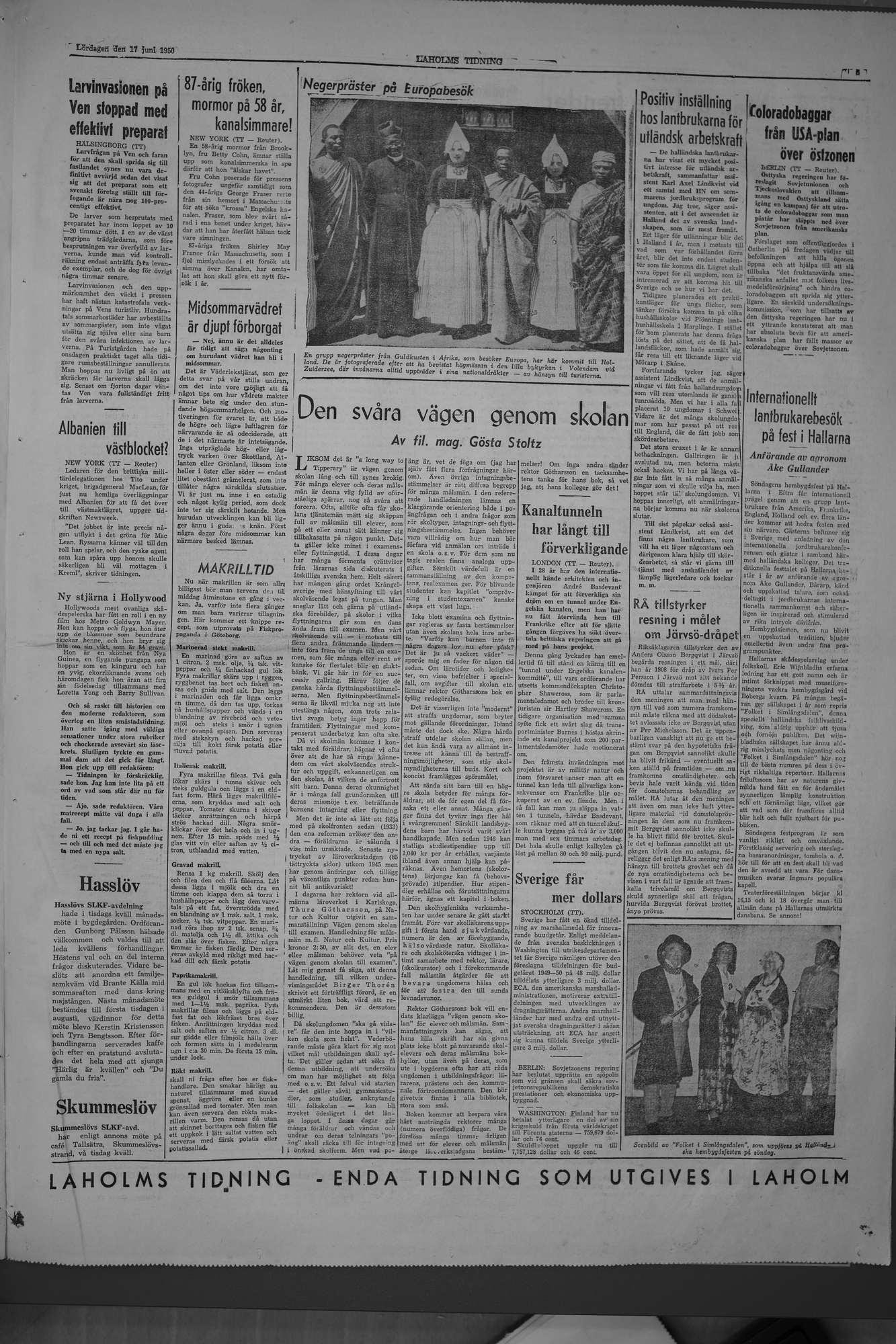Laholms Tidning Lördag 17 juni 1950, sida 5