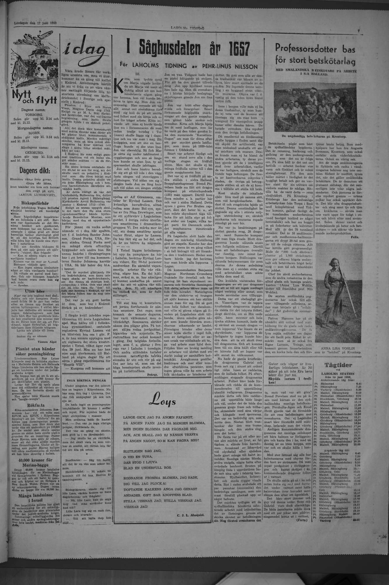 Laholms Tidning Lördag 17 juni 1950, sida 7