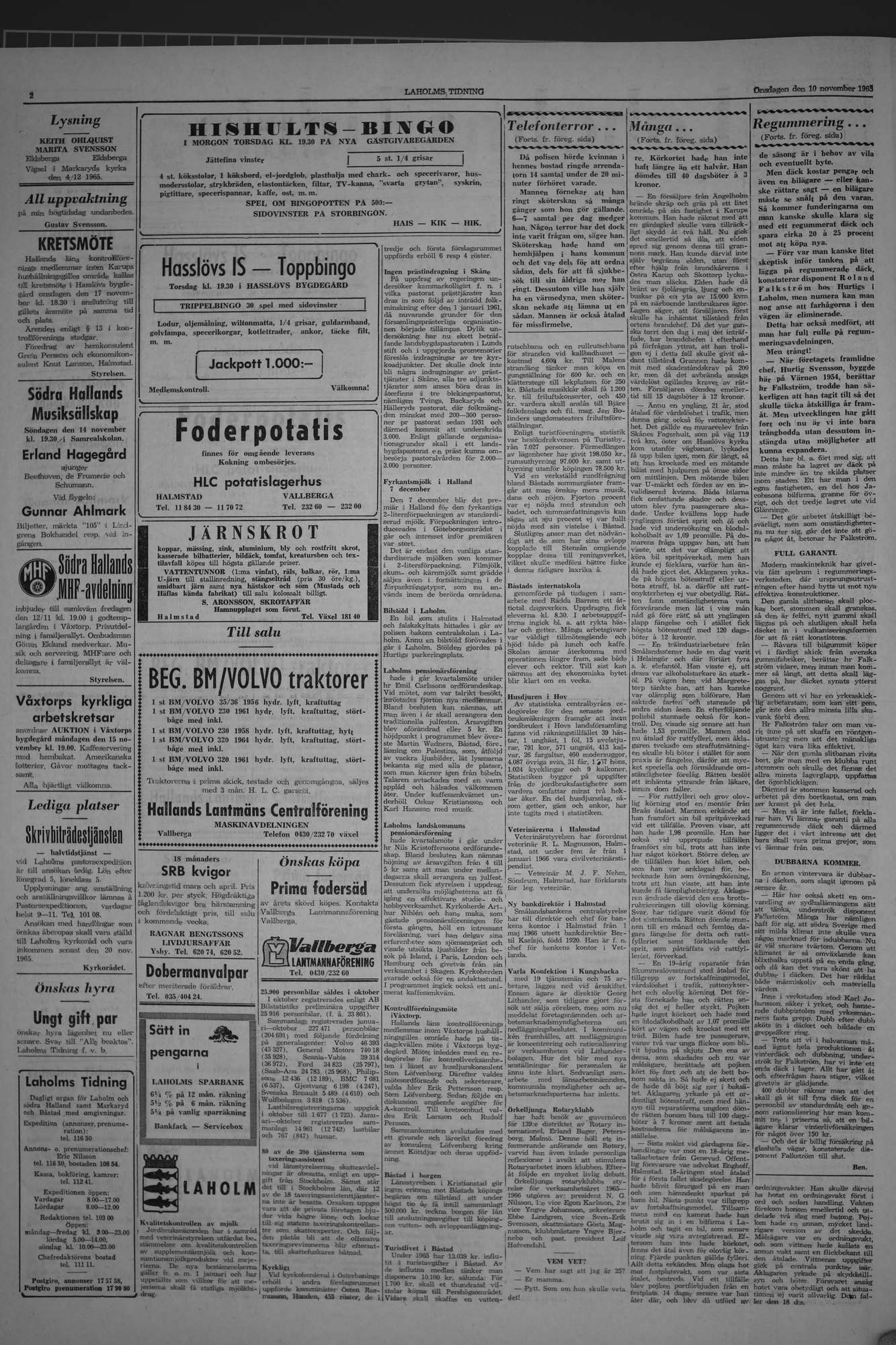 Laholms Tidning Onsdag 10 november 1965, sida 2