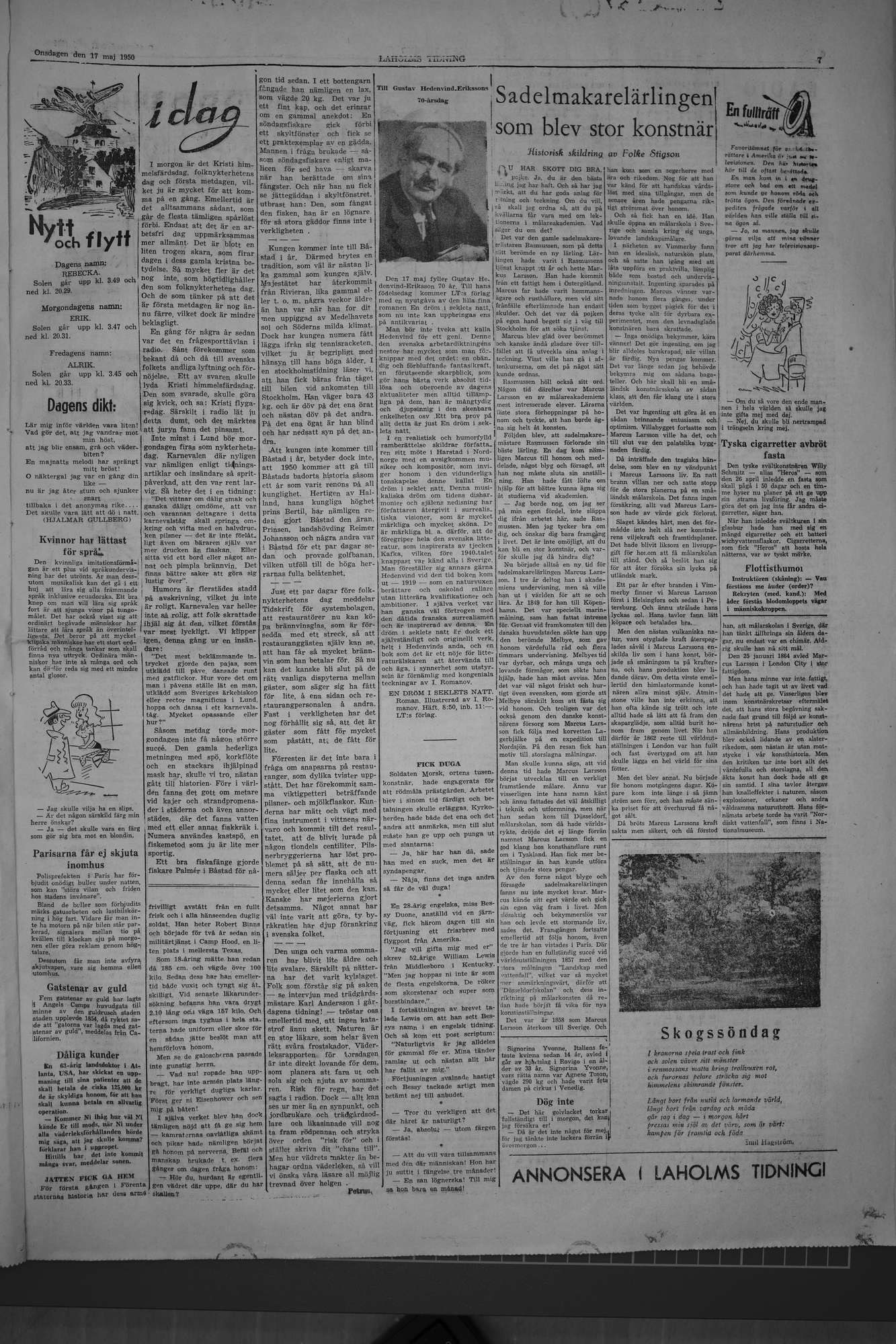 Laholms Tidning Onsdag 17 maj 1950, sida 7