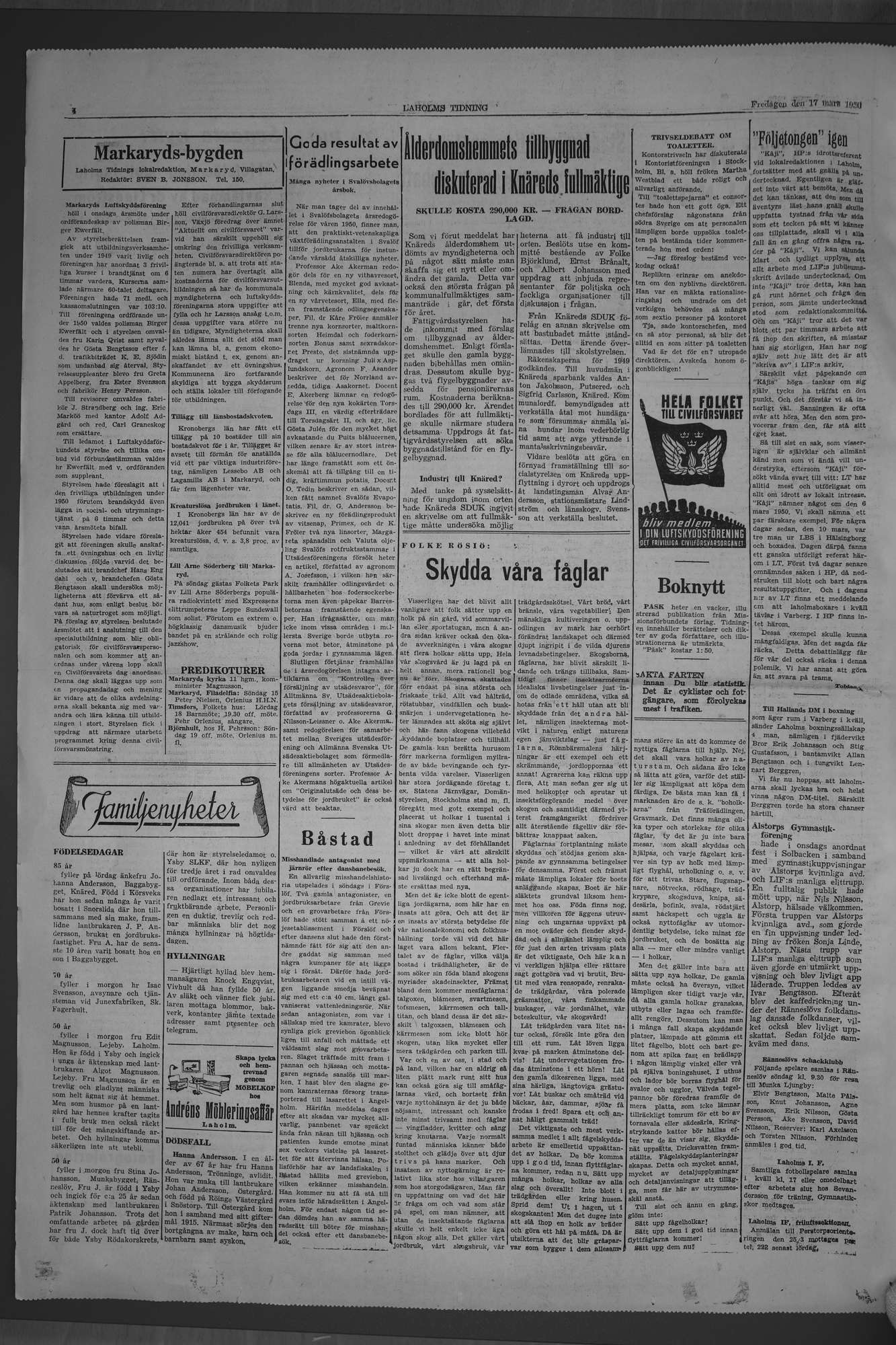 Laholms Tidning Fredag 17 mars 1950, sida 4