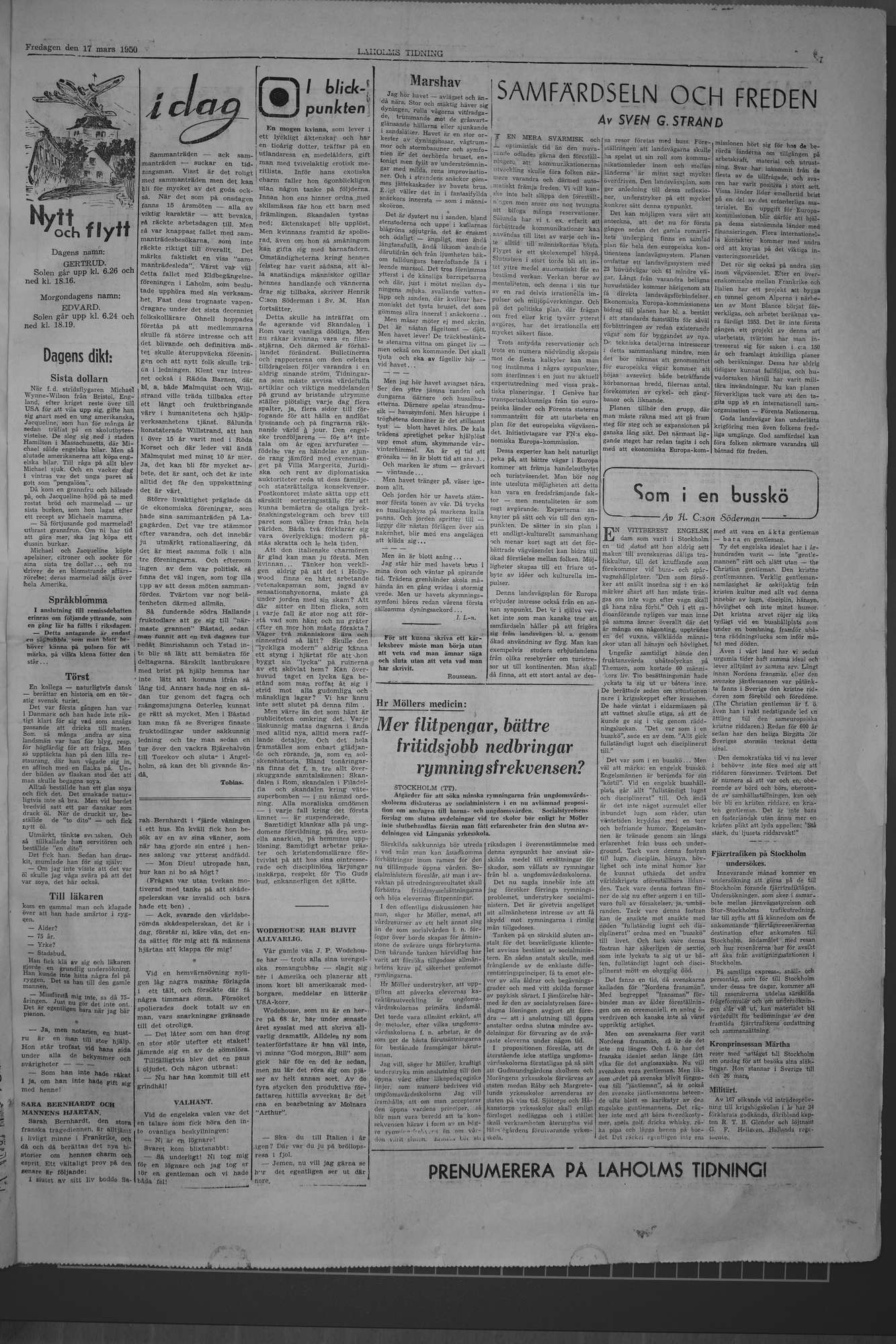Laholms Tidning Fredag 17 mars 1950, sida 7