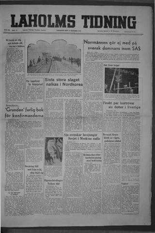 Förstasidan, Tisdag 17 oktober 1950