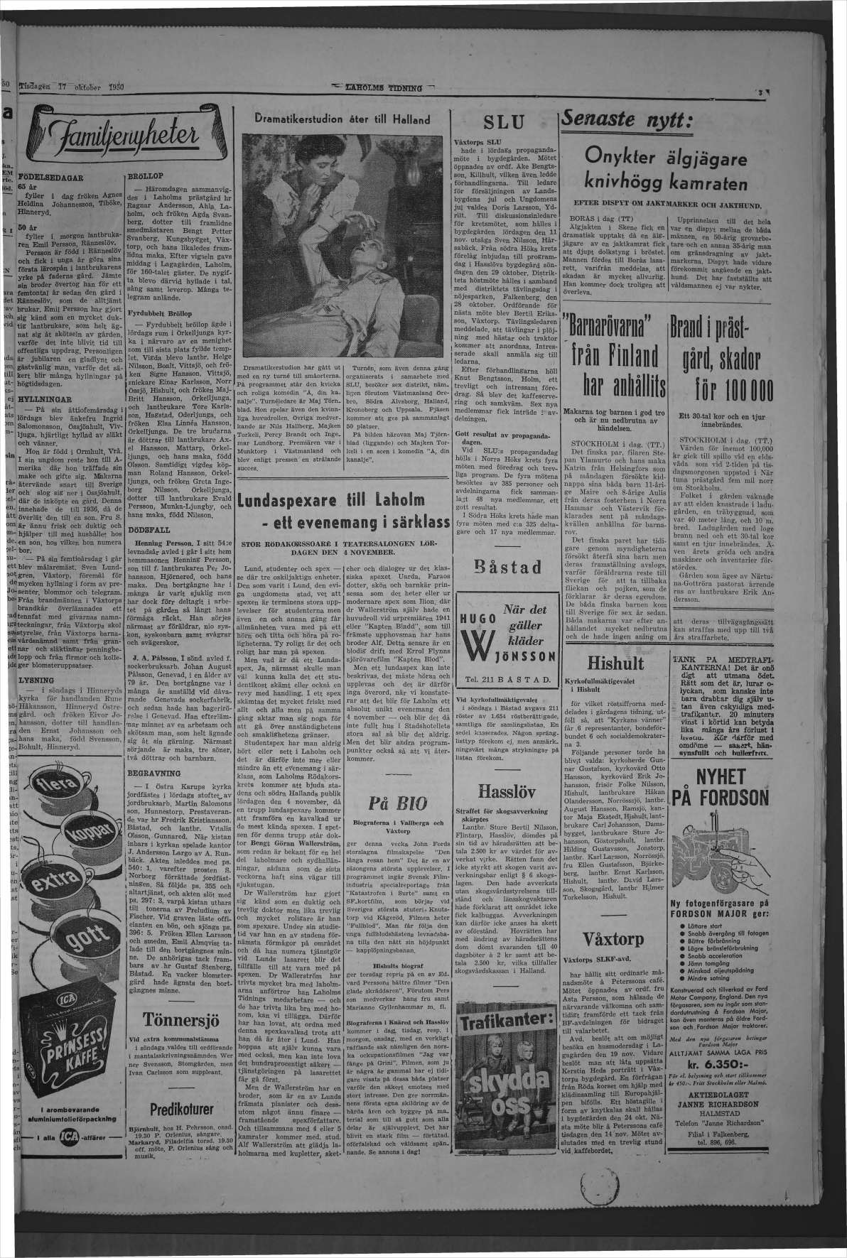 Laholms Tidning Tisdag 17 oktober 1950, sida 3