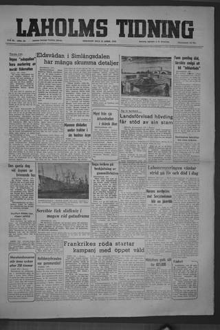 Förstasidan, Tisdag 18 april 1950