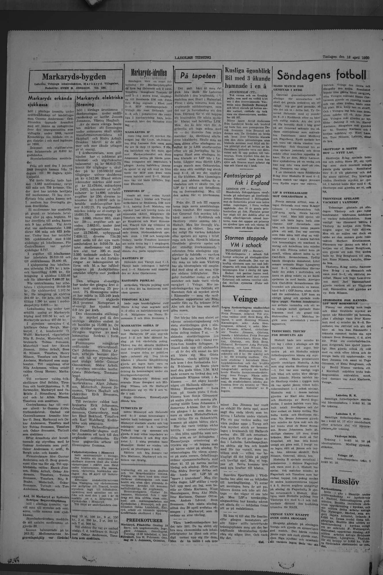 Laholms Tidning Tisdag 18 april 1950, sida 4