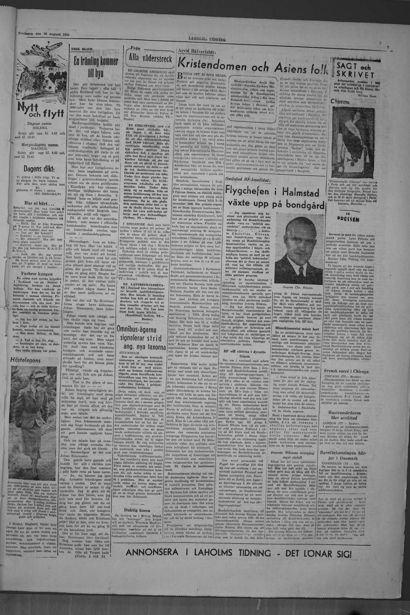 Laholms Tidning Fredag 18 augusti 1950, sida 7