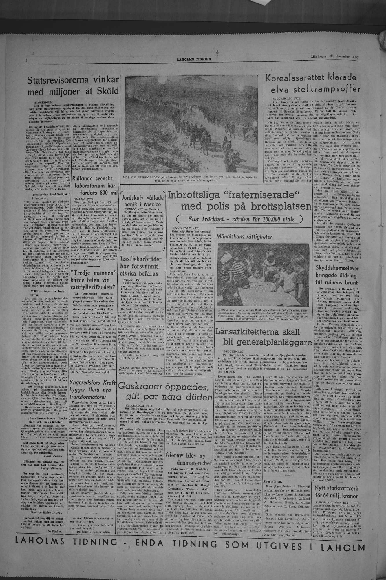 Laholms Tidning Måndag 18 december 1950, sida 6