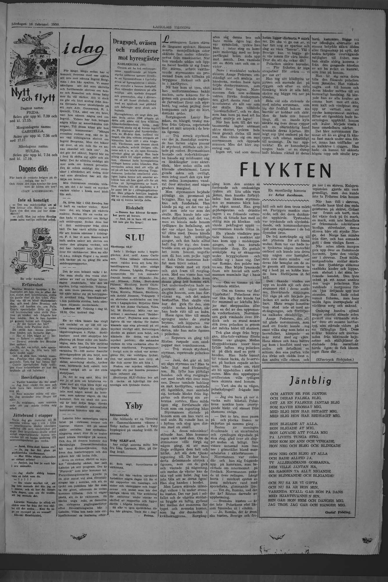 Laholms Tidning Lördag 18 februari 1950, sida 7