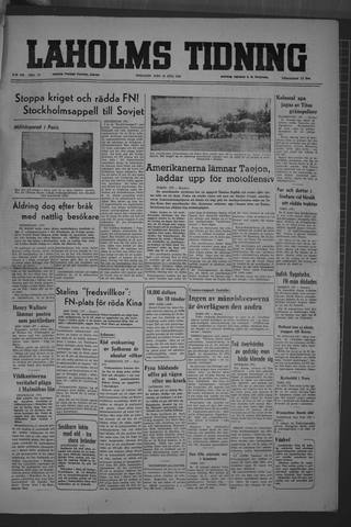 Förstasidan, Tisdag 18 juli 1950