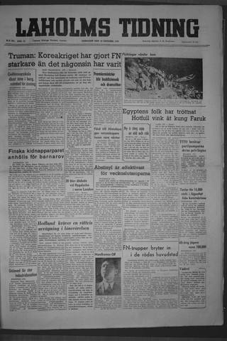 Förstasidan, Onsdag 18 oktober 1950