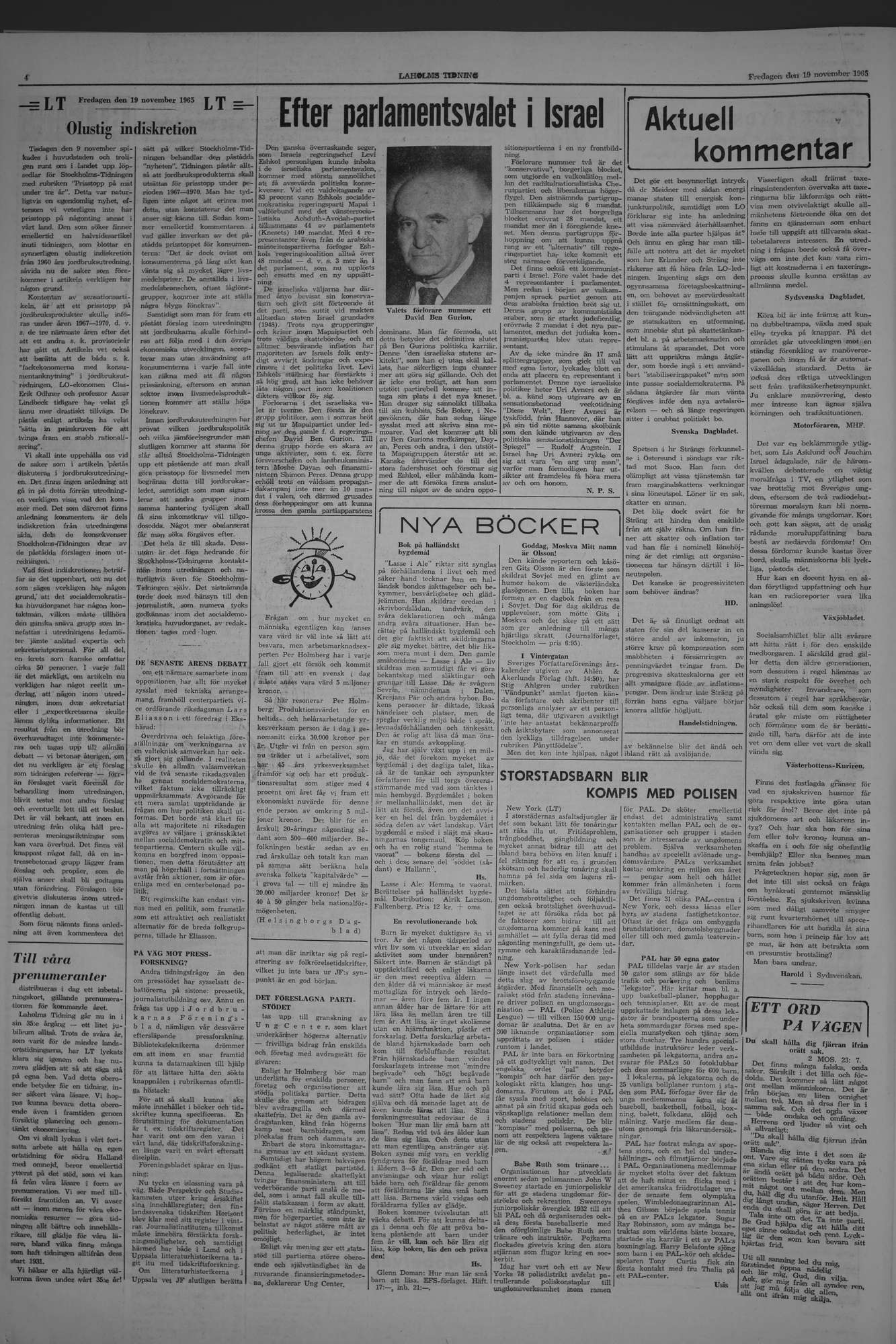 Laholms Tidning Fredag 19 november 1965, sida 4