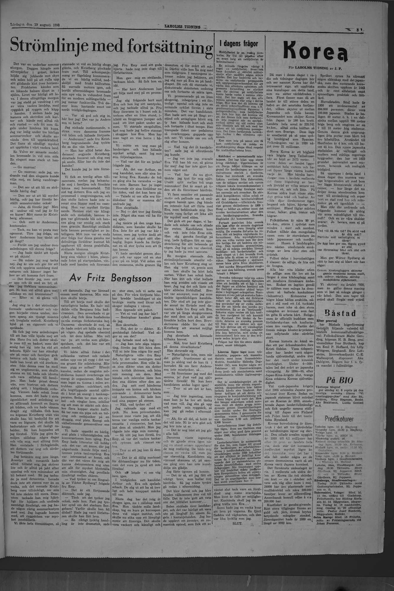 Laholms Tidning Lördag 19 augusti 1950, sida 5