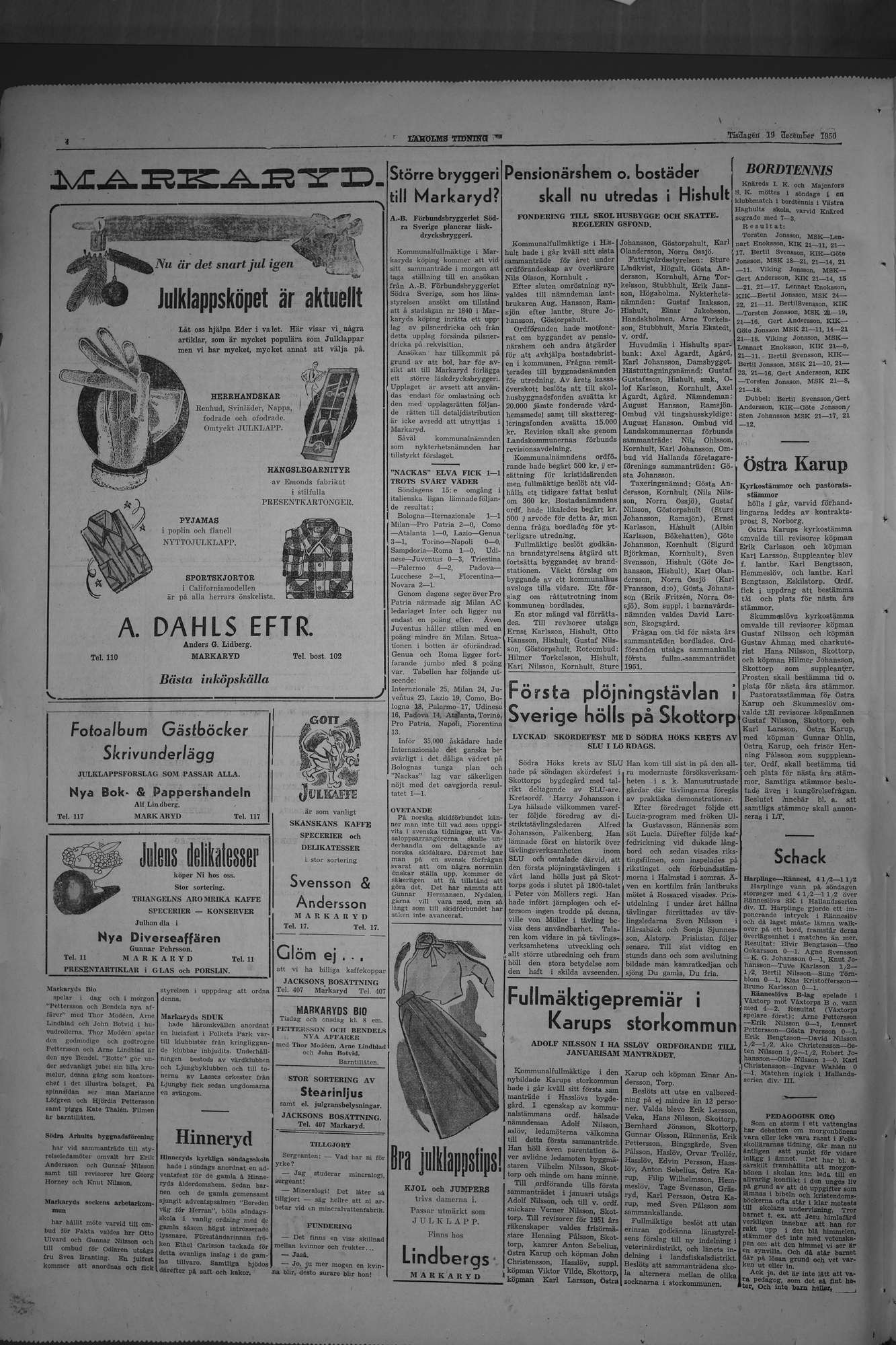 Laholms Tidning Tisdag 19 december 1950, sida 4