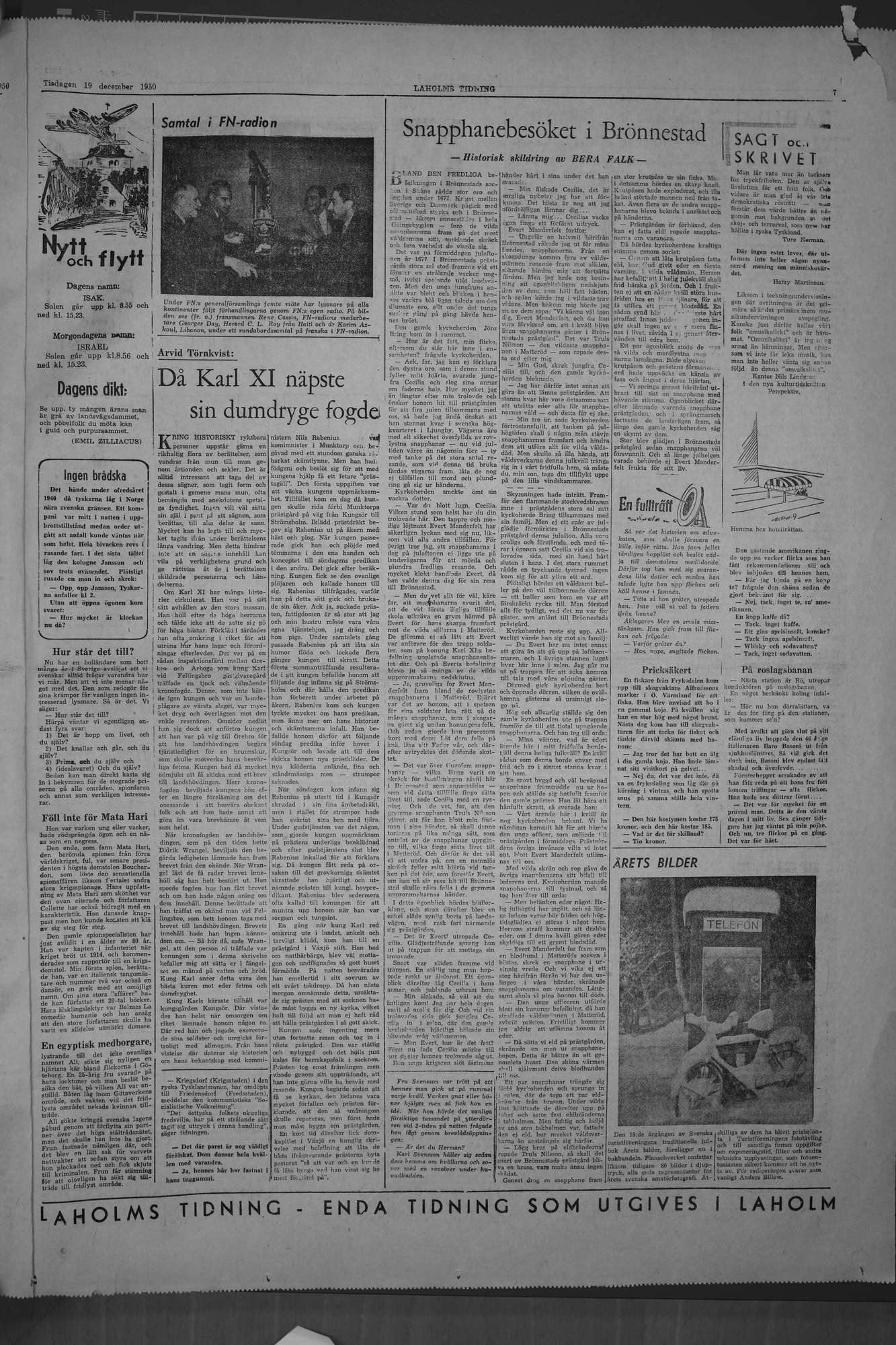 Laholms Tidning Tisdag 19 december 1950, sida 7