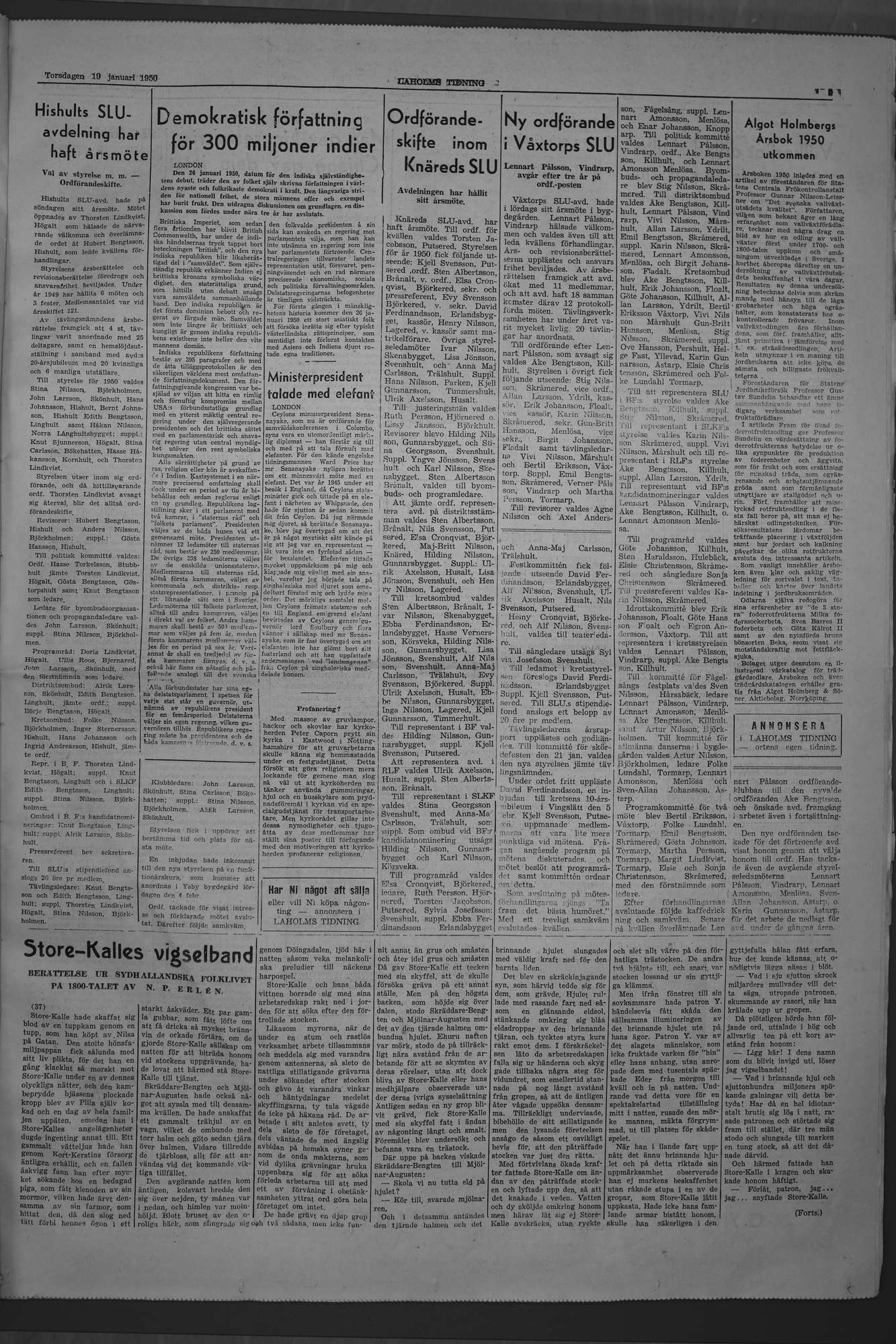 Laholms Tidning Torsdag 19 januari 1950, sida 5